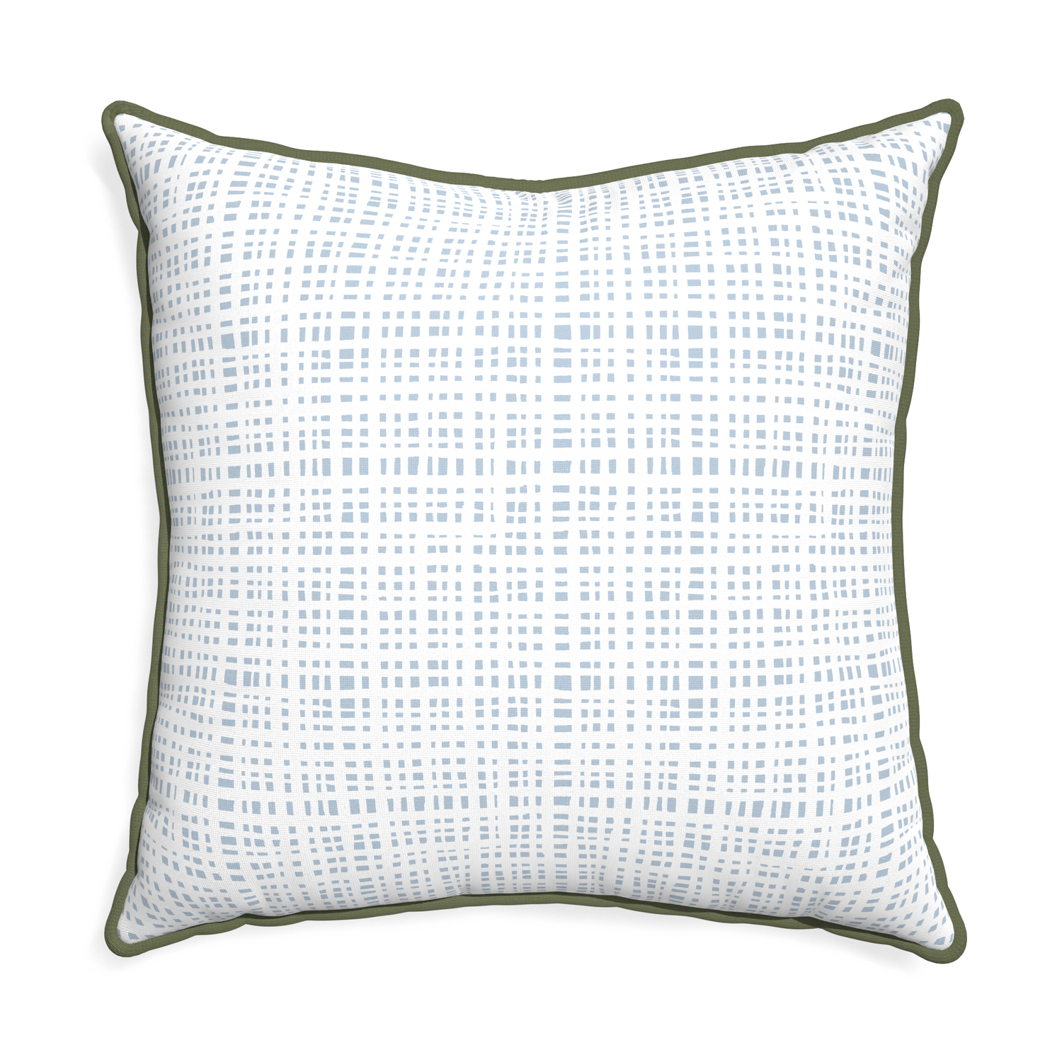 Euro-sham ginger sky custom pillow with f piping on white background