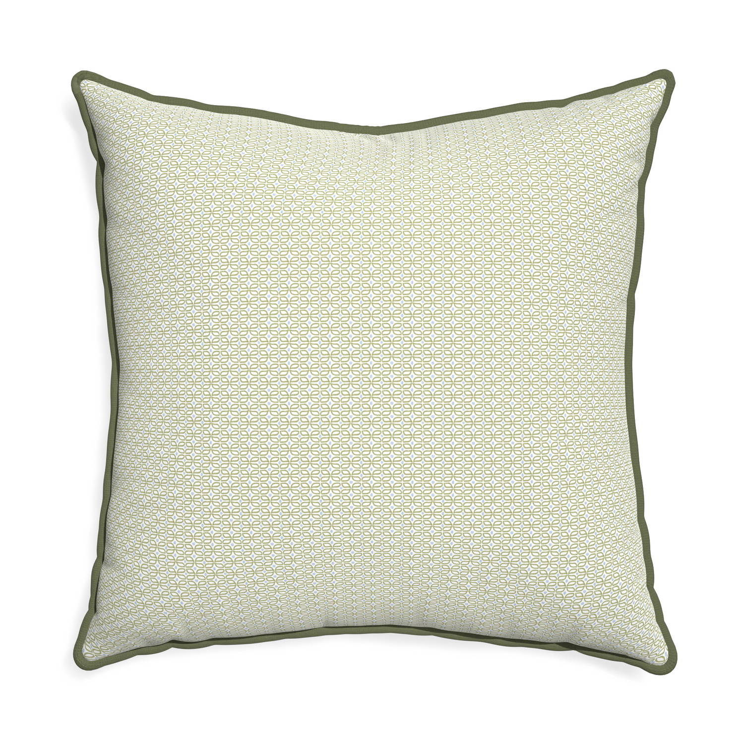 Euro-sham loomi moss custom pillow with f piping on white background