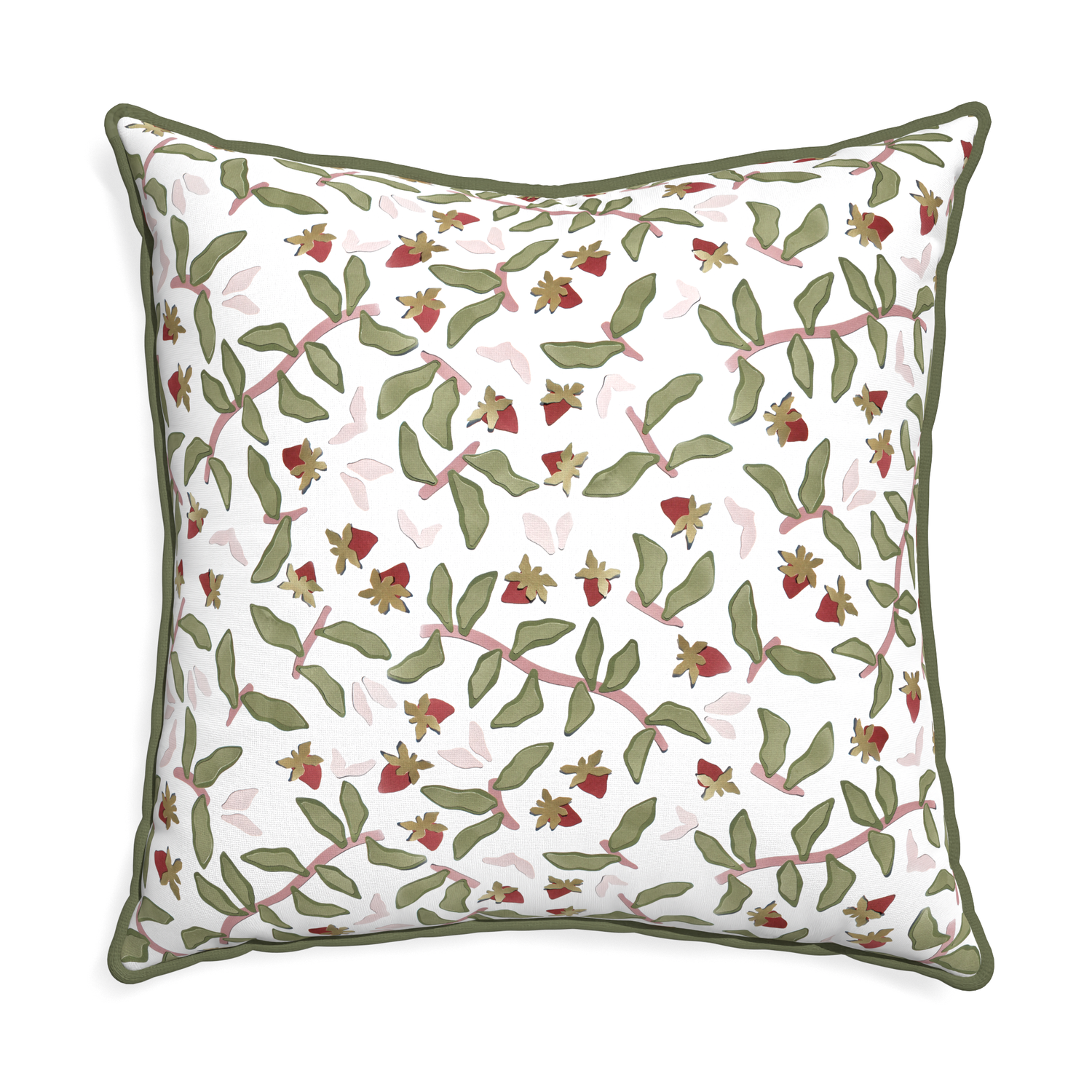 Euro-sham nellie custom pillow with f piping on white background