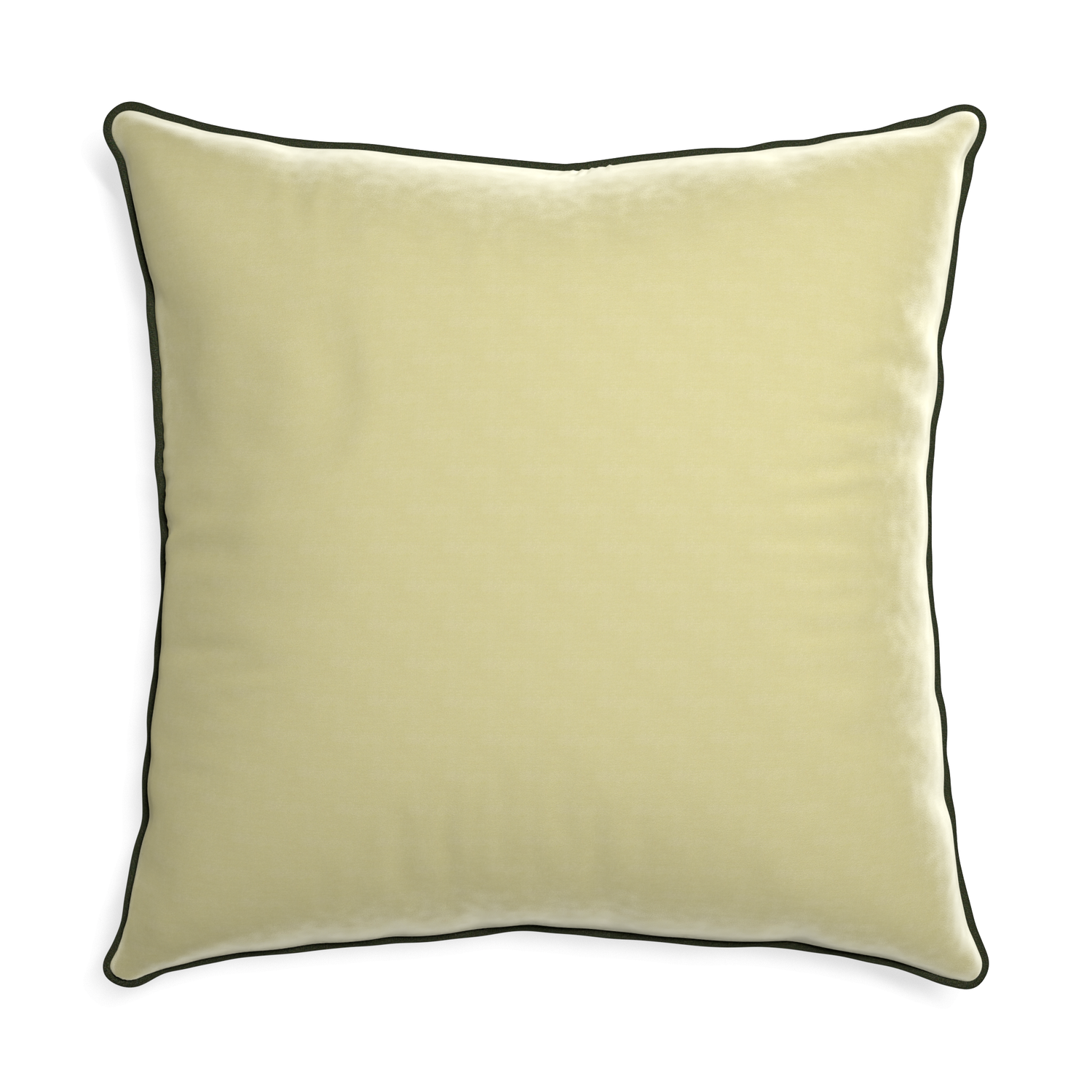 Euro-sham pear velvet custom pillow with f piping on white background