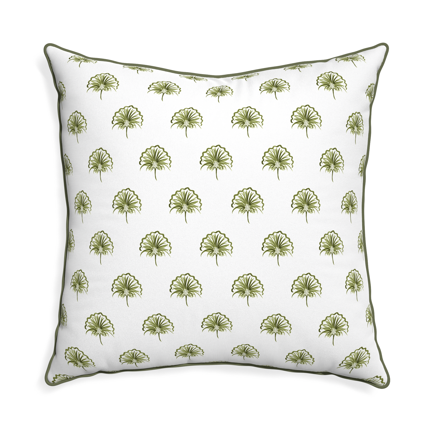 Euro-sham penelope moss custom pillow with f piping on white background