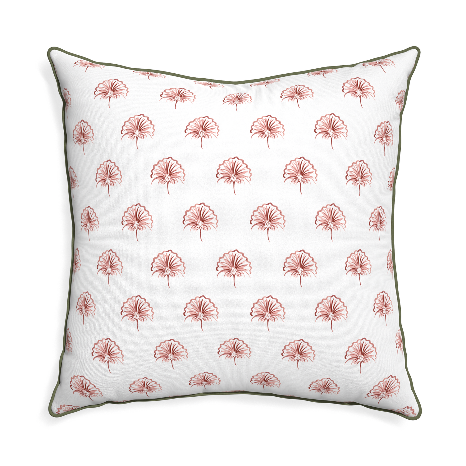 Euro-sham penelope rose custom pillow with f piping on white background