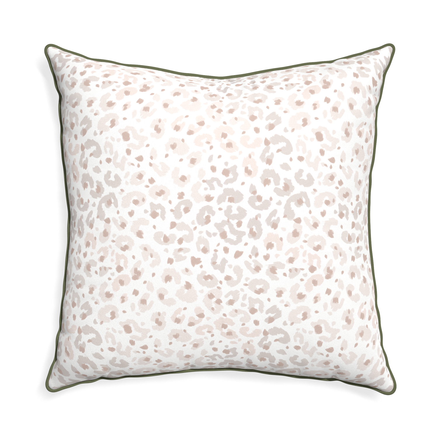 Euro-sham rosie custom beige animal printpillow with f piping on white background
