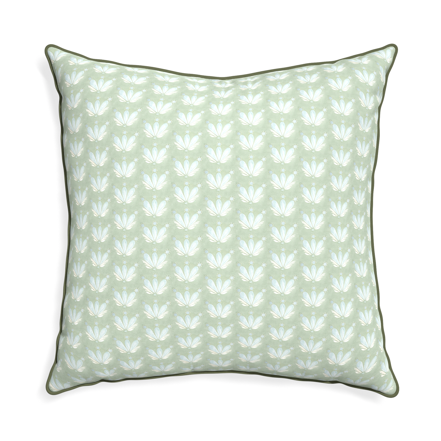 Euro-sham serena sea salt custom pillow with f piping on white background