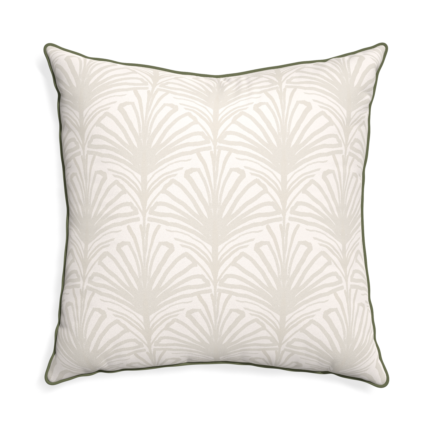 Euro-sham suzy sand custom pillow with f piping on white background