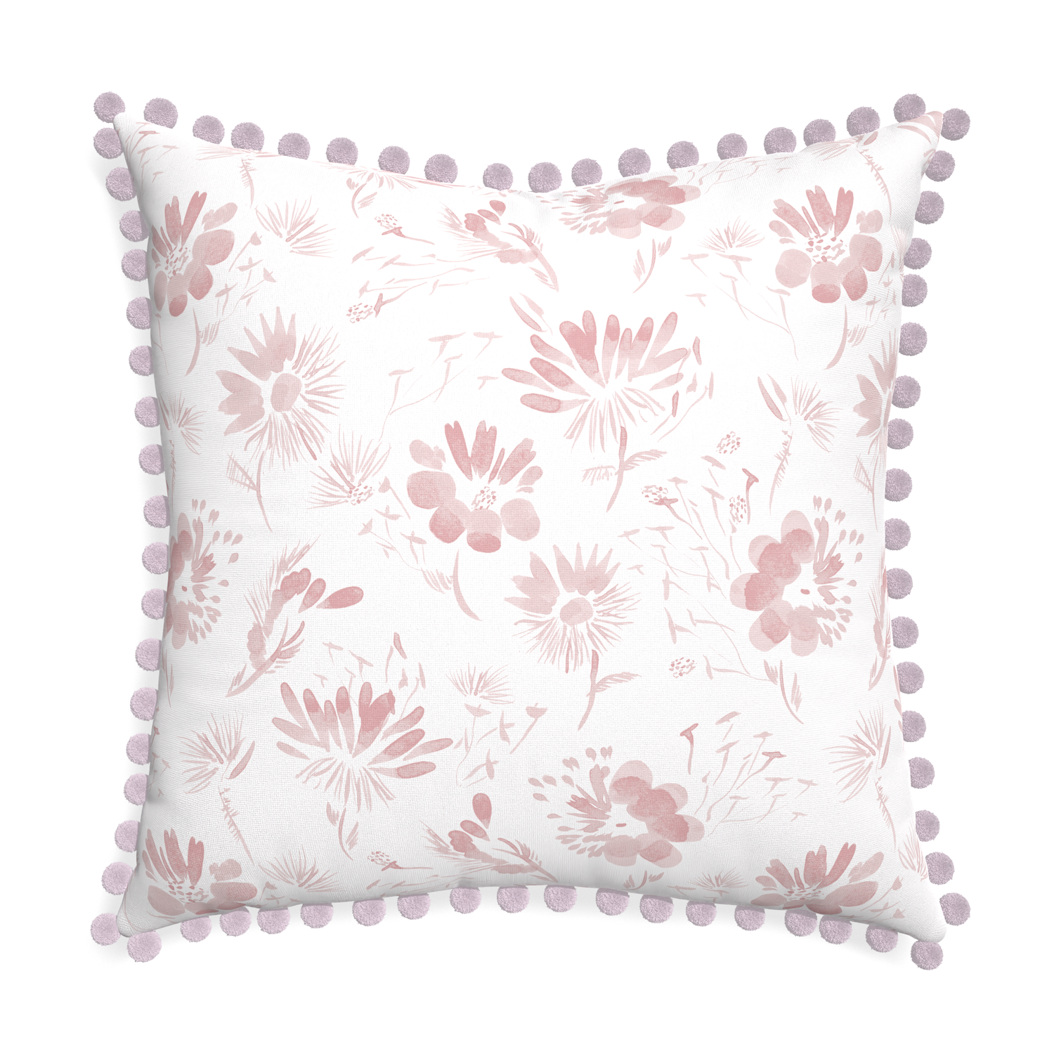 Euro-sham blake custom pink floralpillow with l on white background