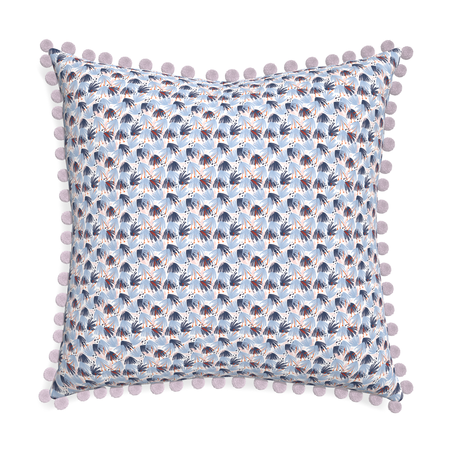 Euro-sham eden blue custom pillow with l on white background