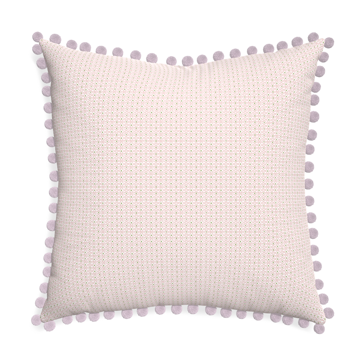 Euro-sham loomi pink custom pillow with l on white background