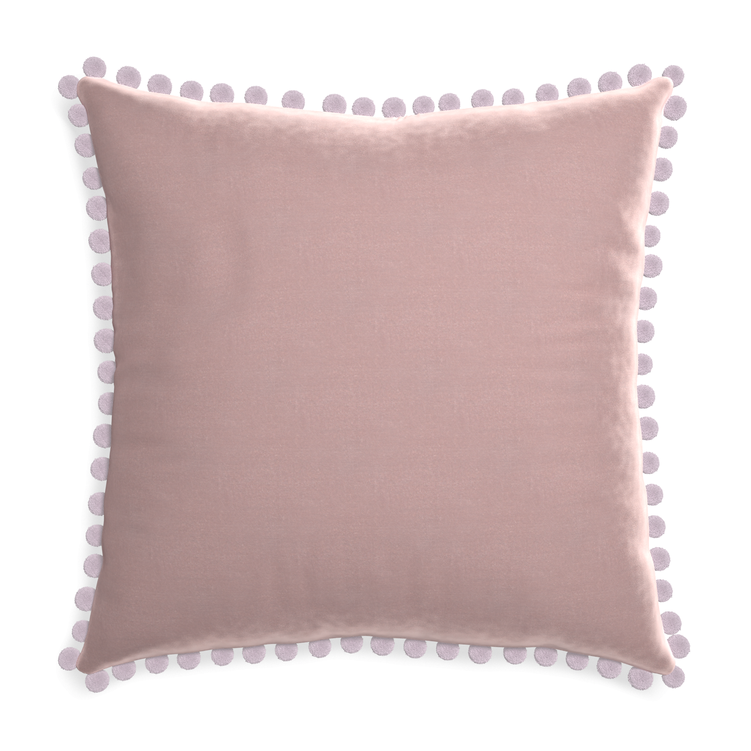 Euro-sham mauve velvet custom pillow with l on white background