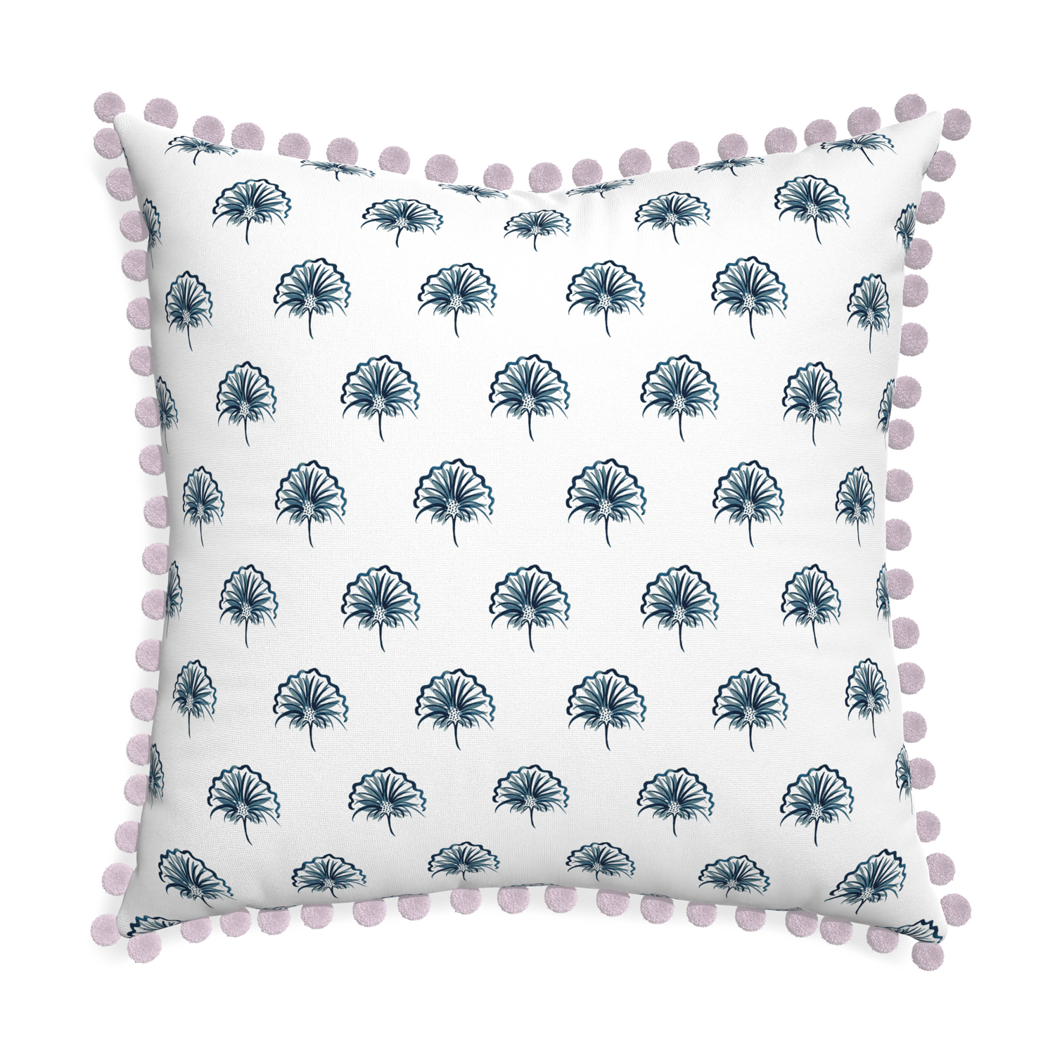 Euro-sham penelope midnight custom floral navypillow with l on white background
