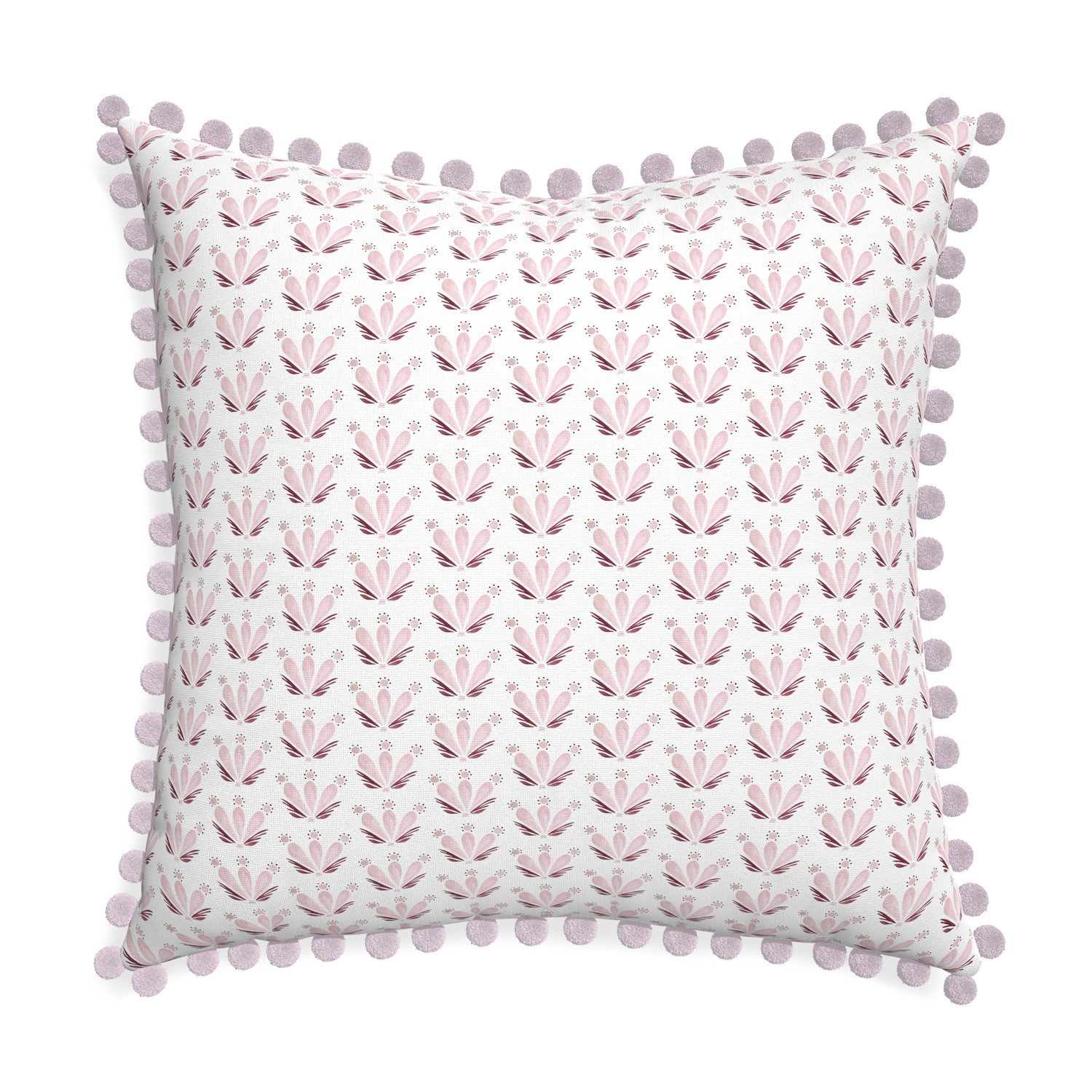 Euro-sham serena pink custom pink & burgundy drop repeat floralpillow with l on white background