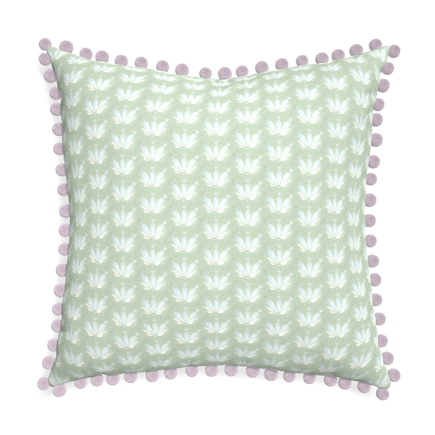 Euro-sham serena sea salt custom blue & green floral drop repeatpillow with l on white background