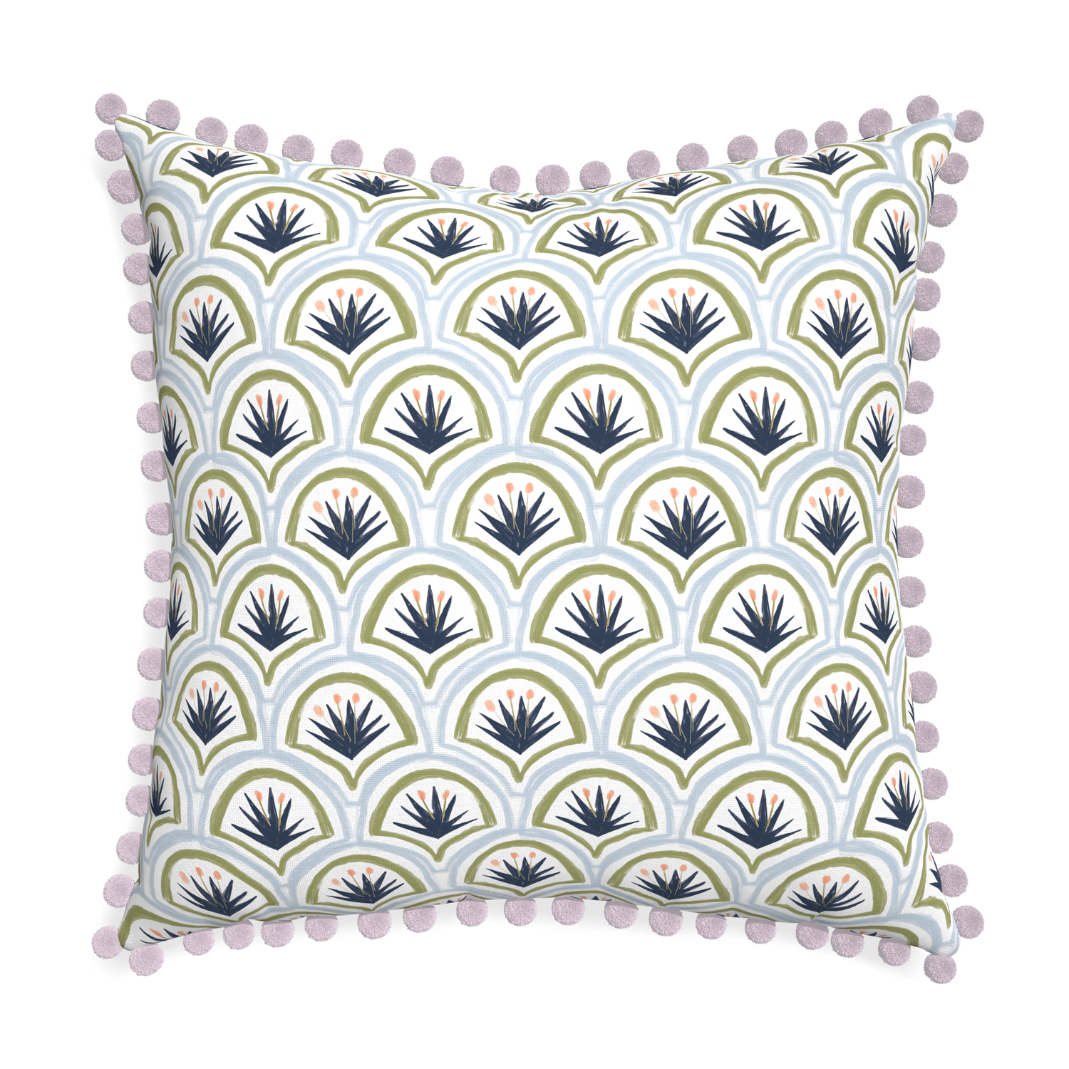 Euro-sham thatcher midnight custom art deco palm patternpillow with l on white background