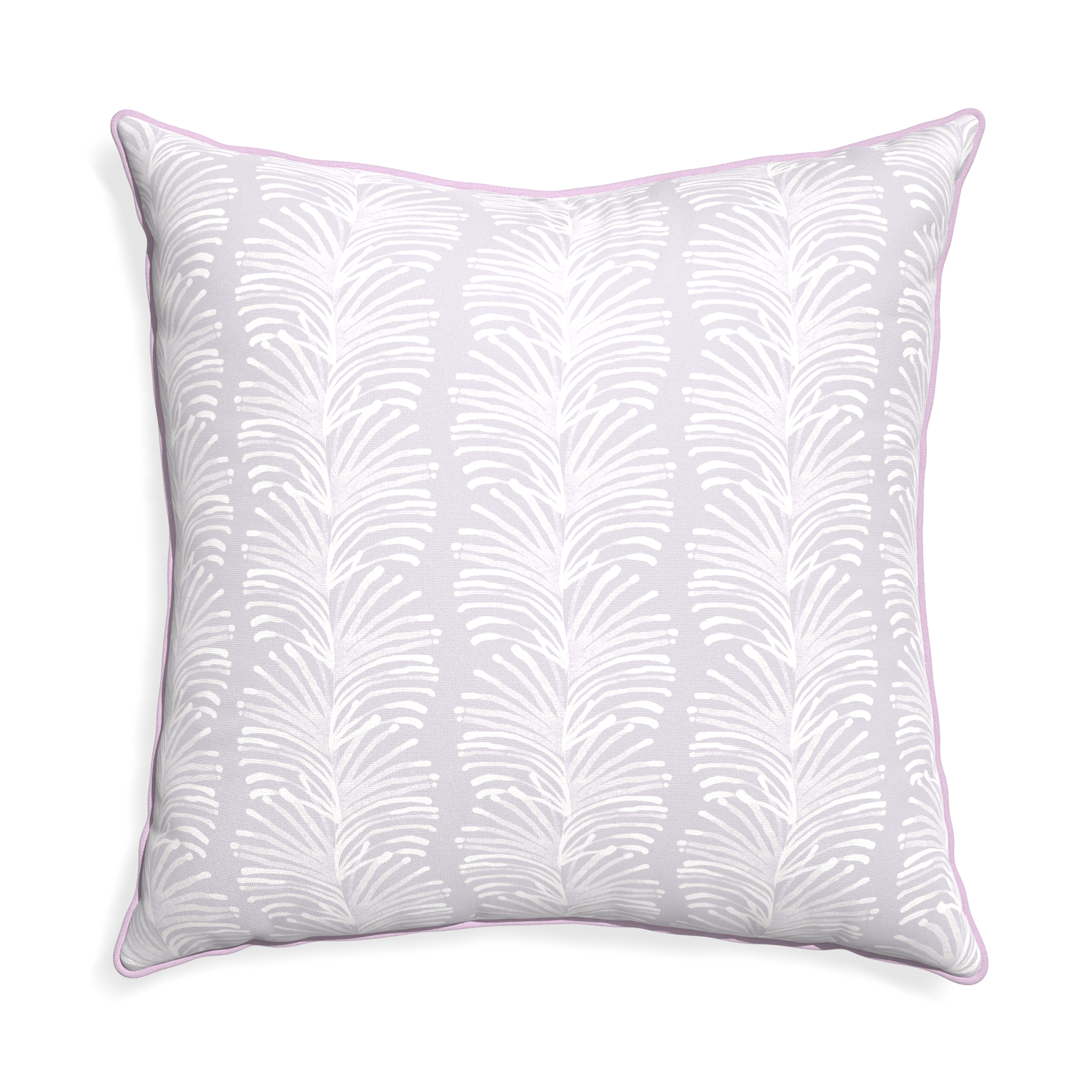 Euro-sham emma lavender custom lavender botanical stripepillow with l piping on white background