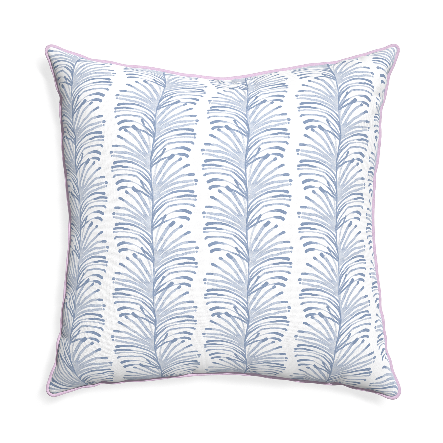 Euro-sham emma sky custom pillow with l piping on white background