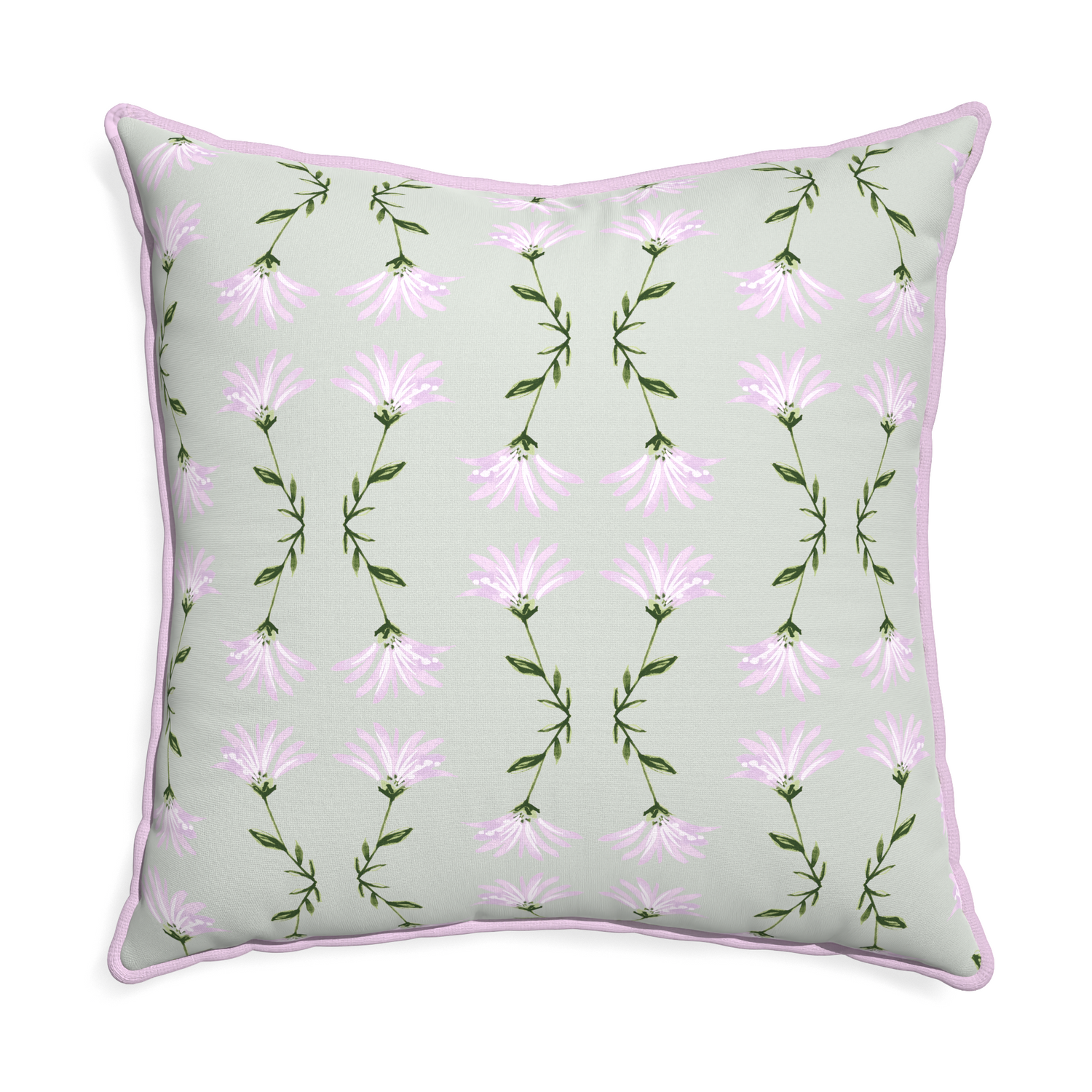 Euro-sham marina sage custom pillow with l piping on white background