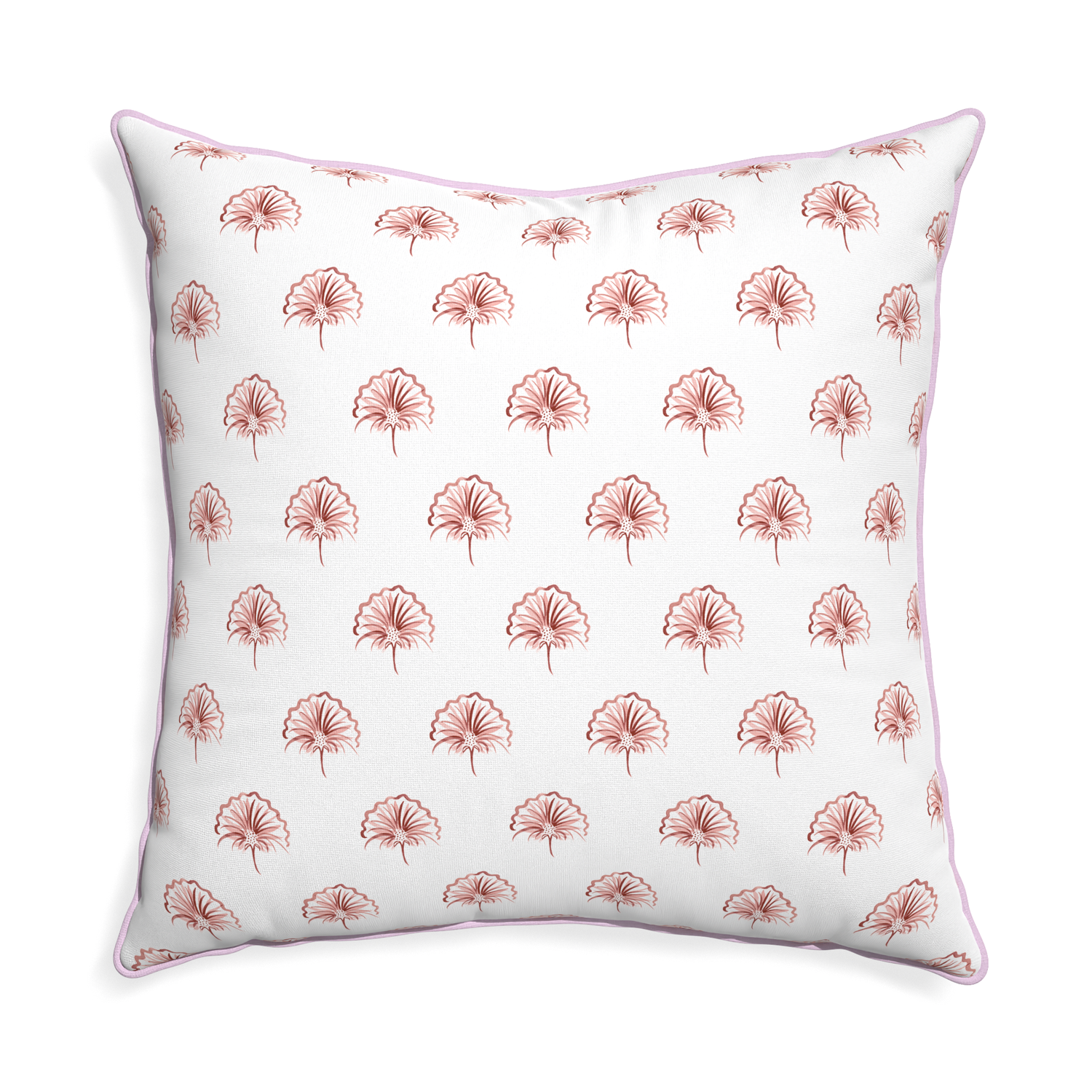 Euro-sham penelope rose custom floral pinkpillow with l piping on white background