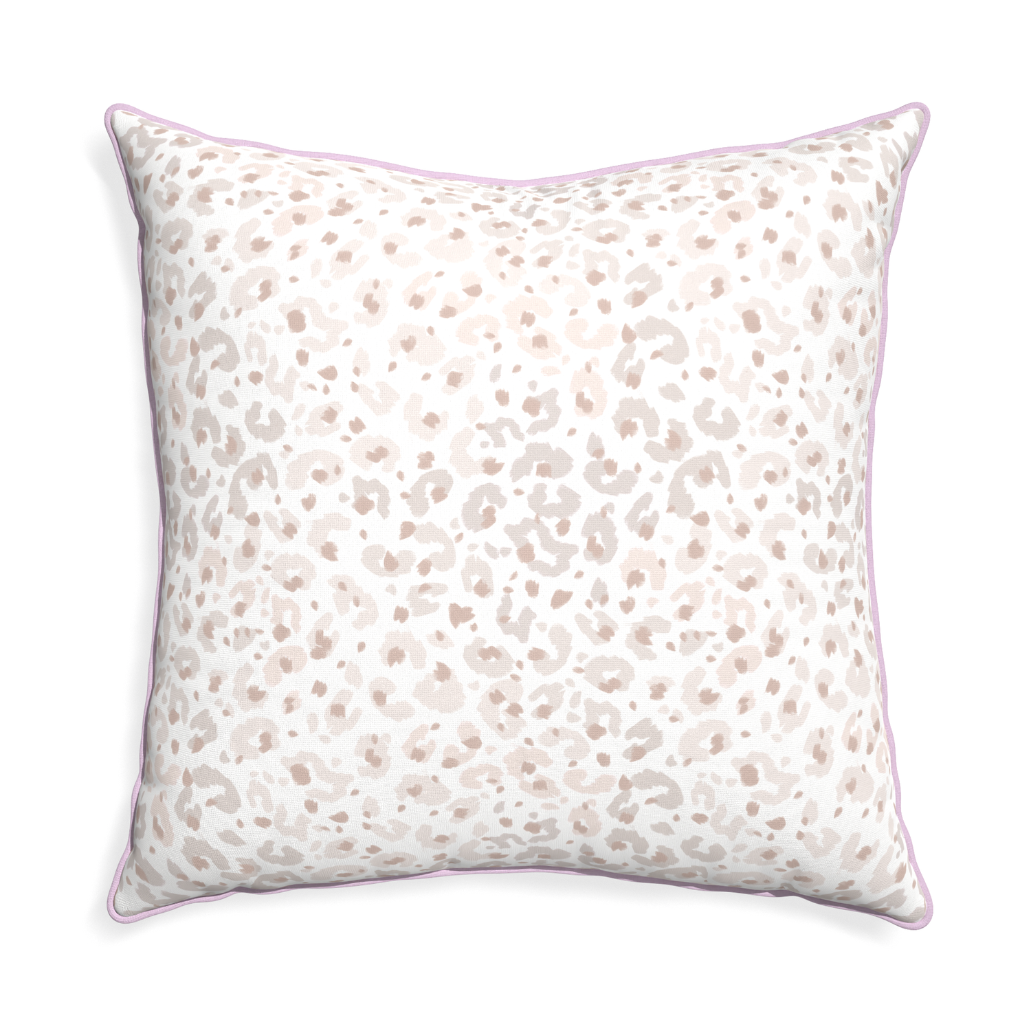 Euro-sham rosie custom beige animal printpillow with l piping on white background