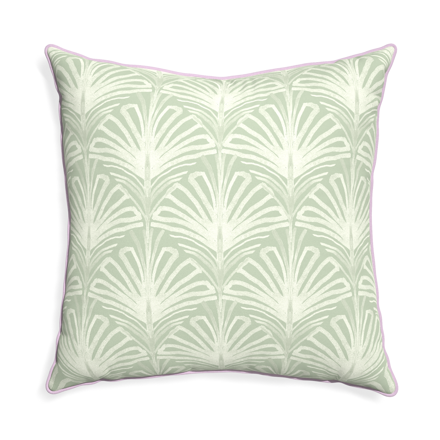 Euro-sham suzy sage custom pillow with l piping on white background