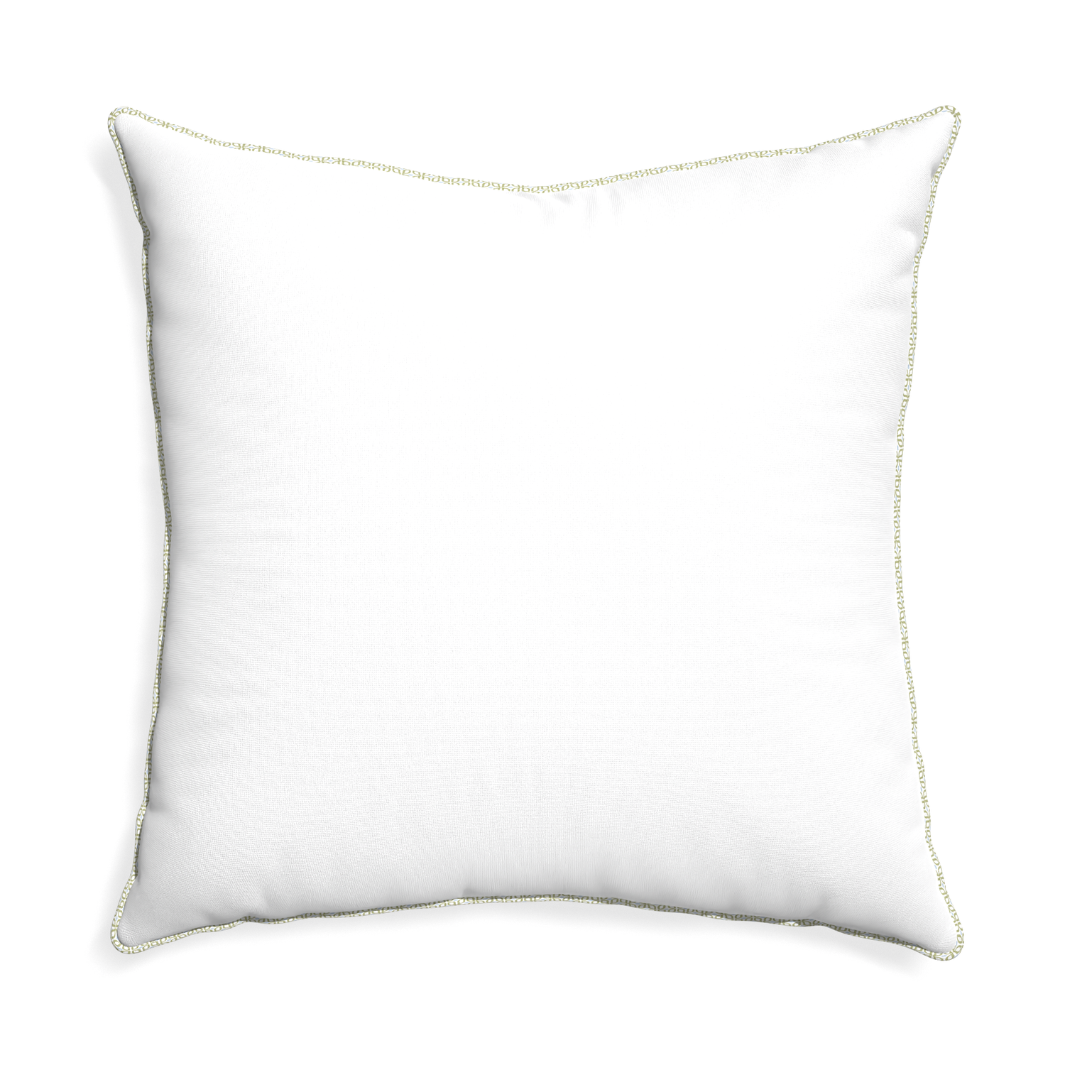 Euro-sham snow custom pillow with l piping on white background