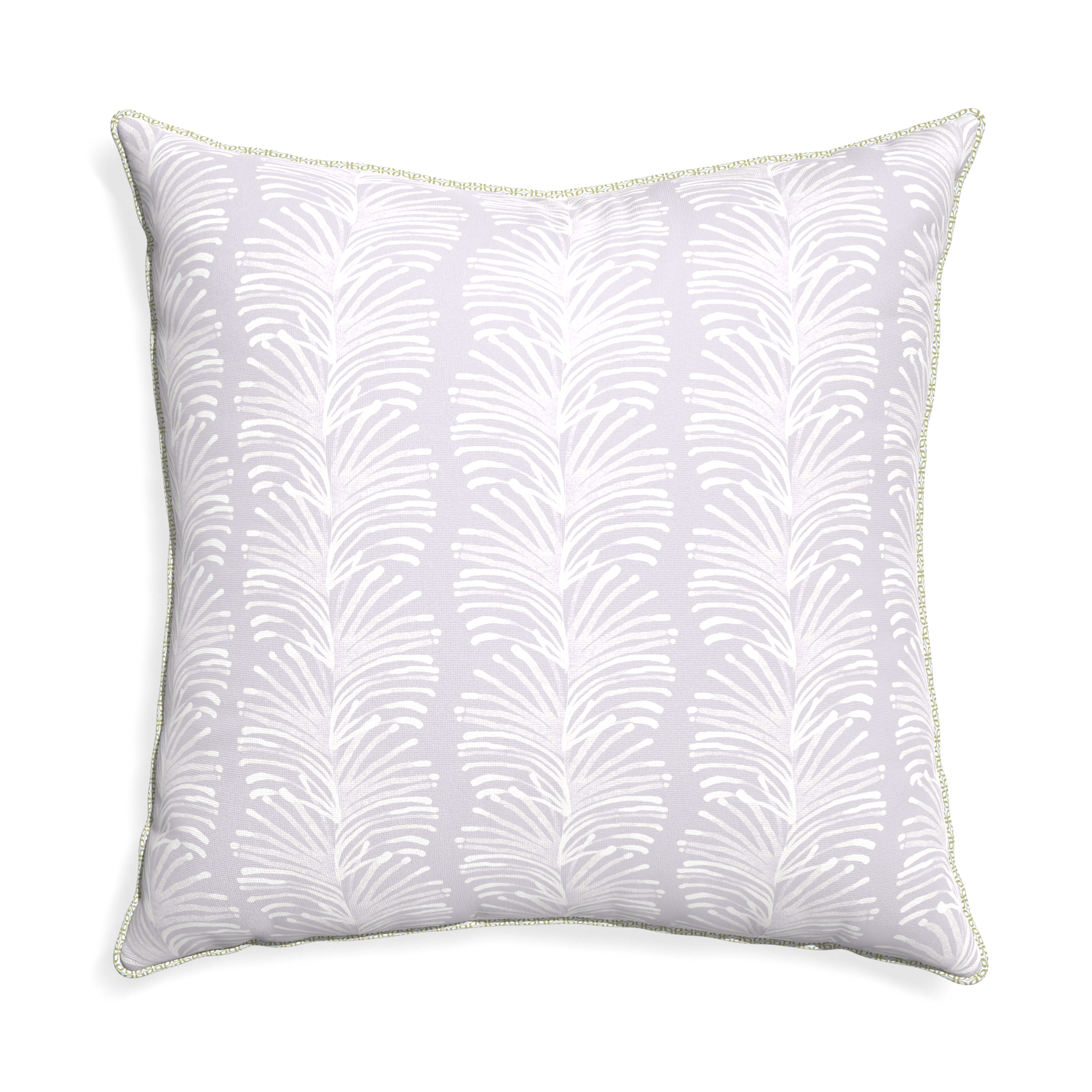 Euro-sham emma lavender custom pillow with l piping on white background