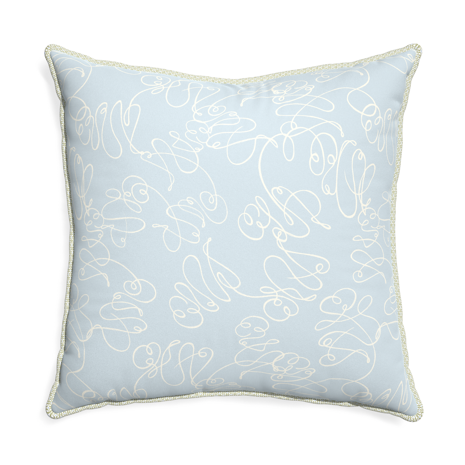 Euro-sham mirabella custom pillow with l piping on white background
