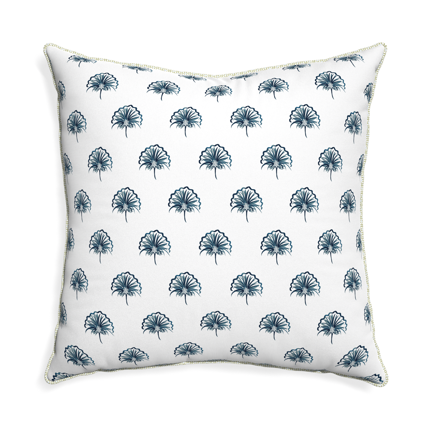 Euro-sham penelope midnight custom pillow with l piping on white background