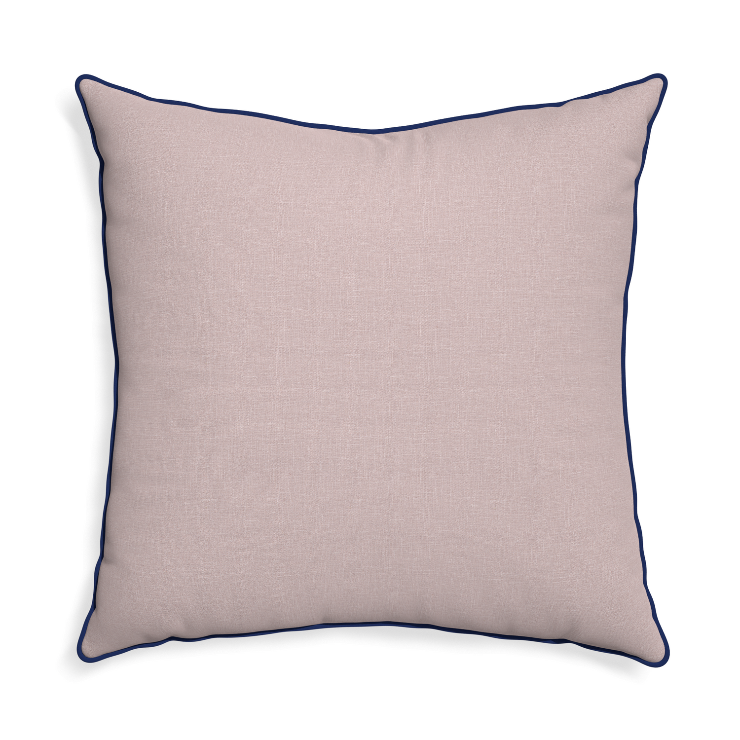 Euro-sham orchid custom mauve pinkpillow with midnight piping on white background
