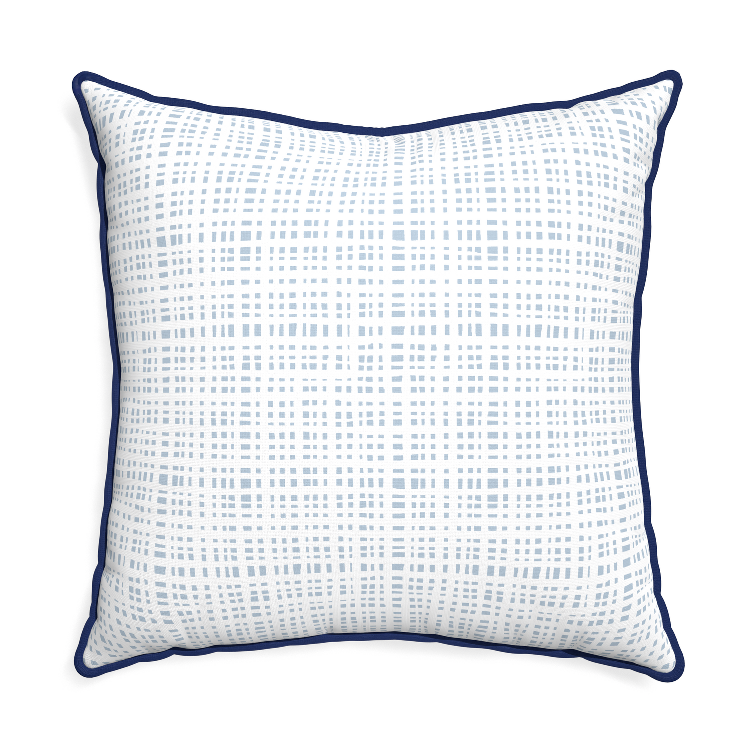 Euro-sham ginger sky custom pillow with midnight piping on white background