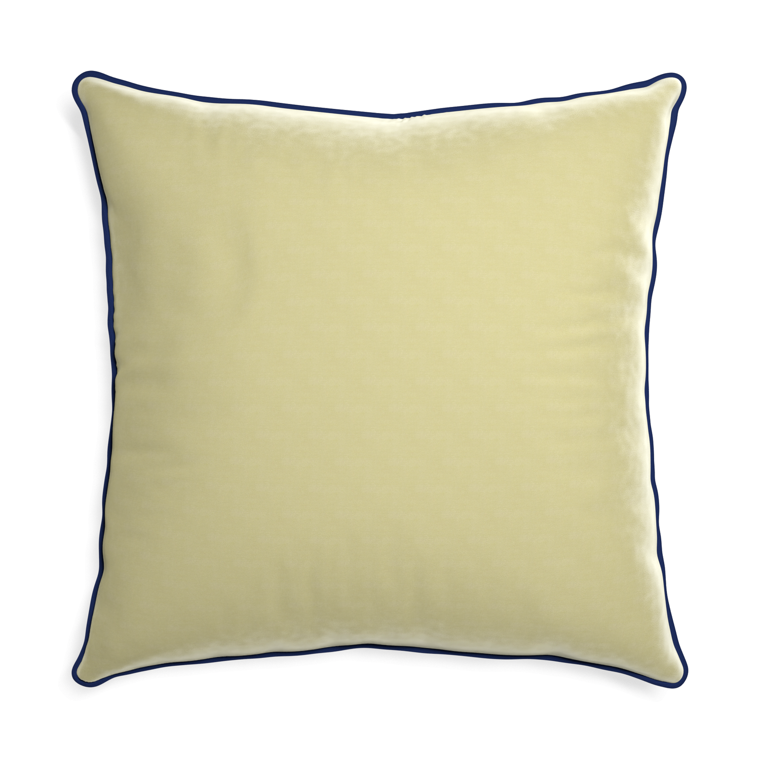 Euro-sham pear velvet custom pillow with midnight piping on white background