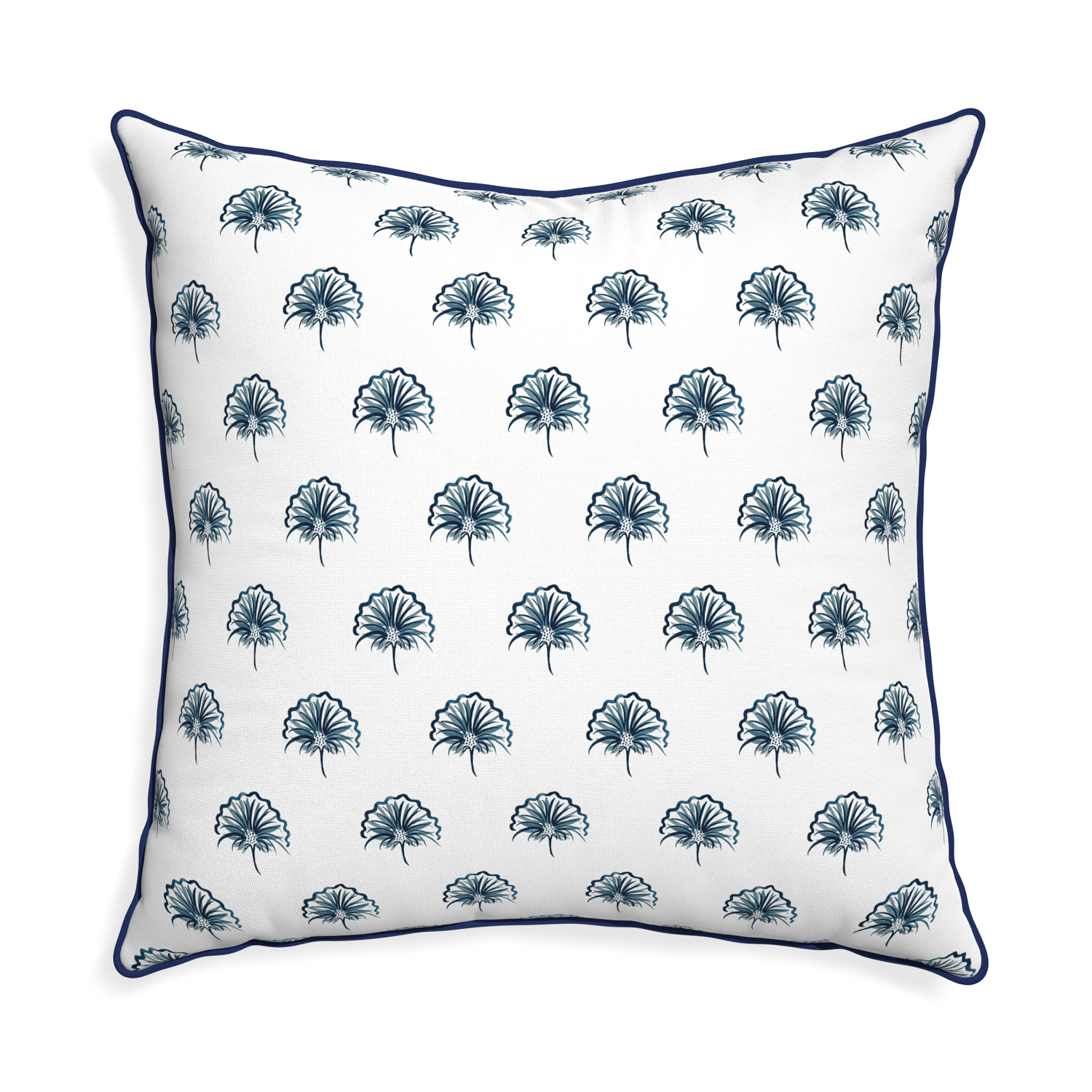 Euro-sham penelope midnight custom pillow with midnight piping on white background