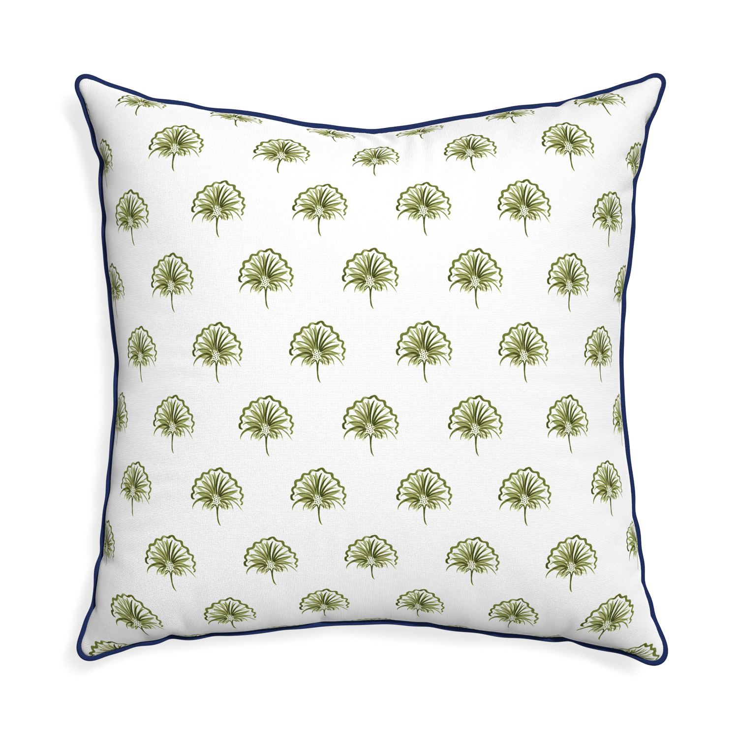 Euro-sham penelope moss custom pillow with midnight piping on white background