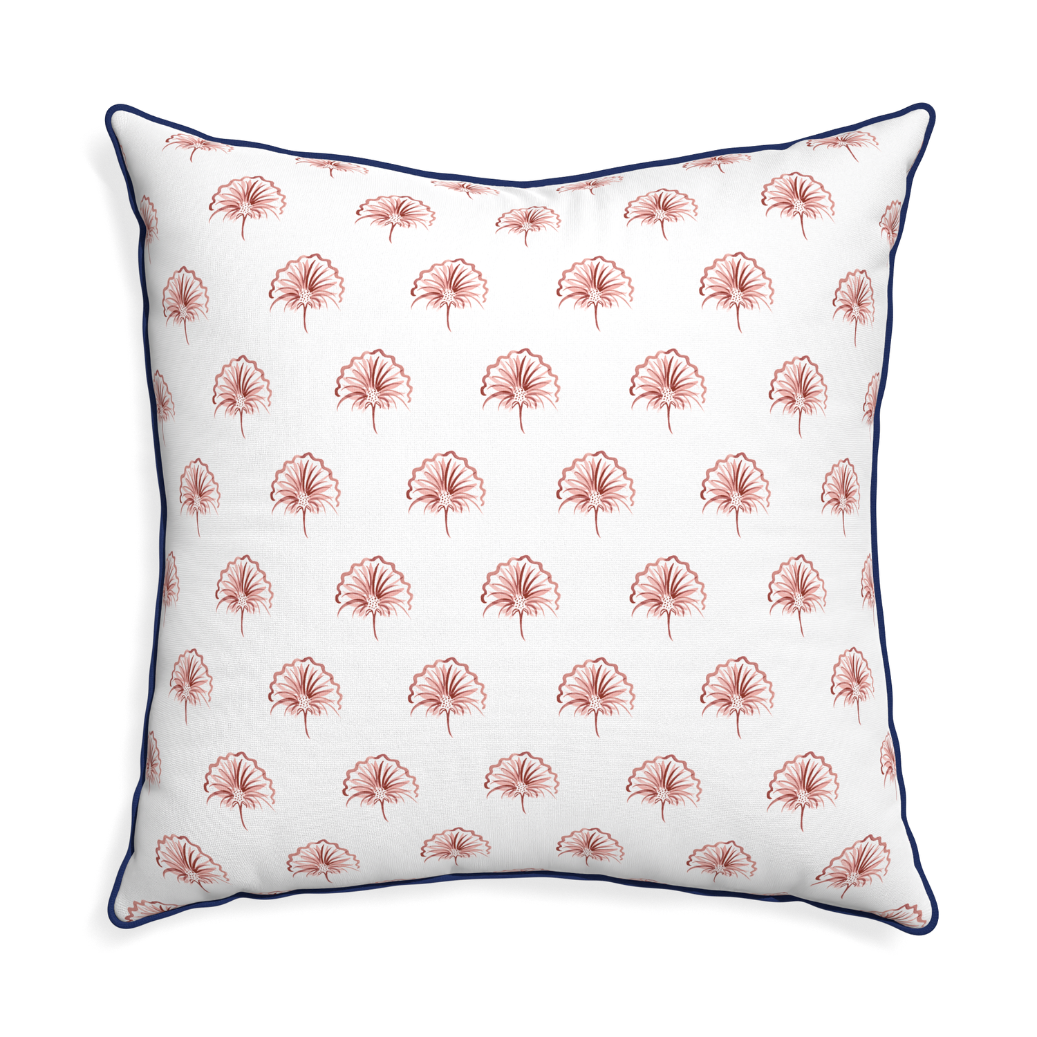 Euro-sham penelope rose custom pillow with midnight piping on white background