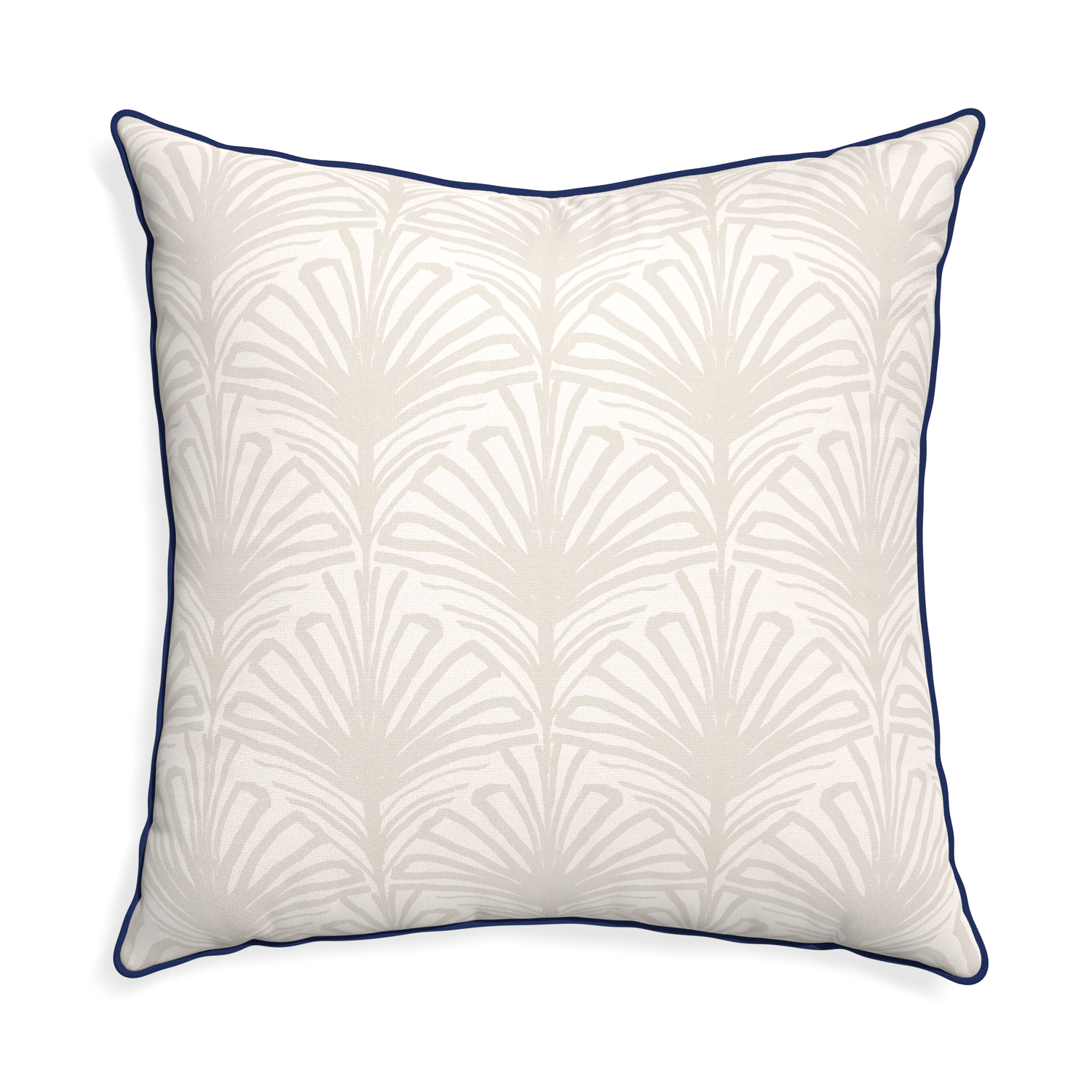 Euro-sham suzy sand custom pillow with midnight piping on white background