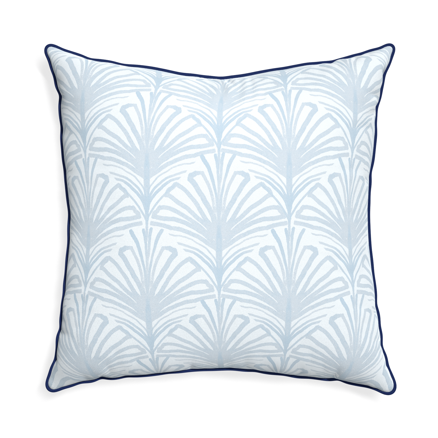 Euro-sham suzy sky custom pillow with midnight piping on white background