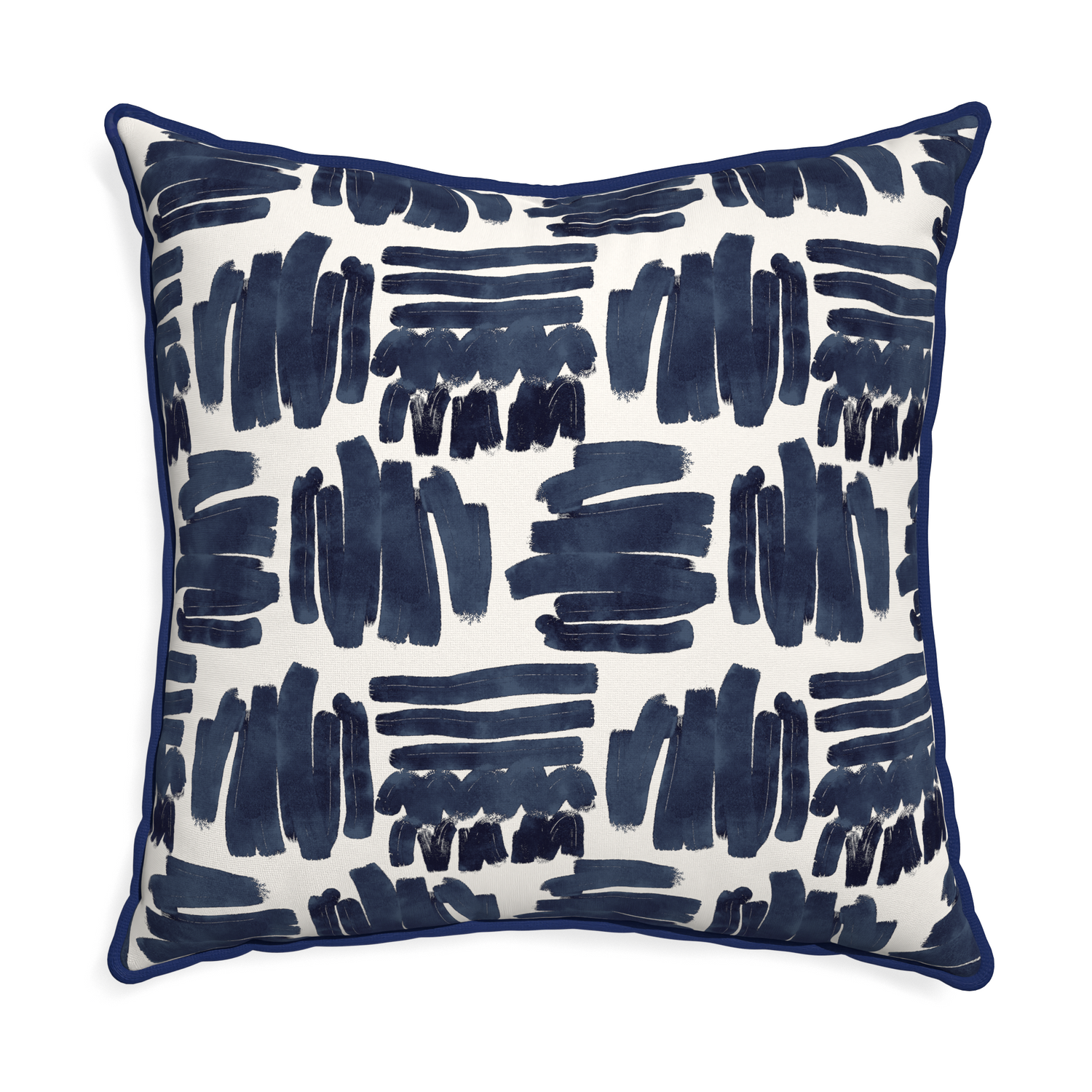 Euro-sham warby custom pillow with midnight piping on white background