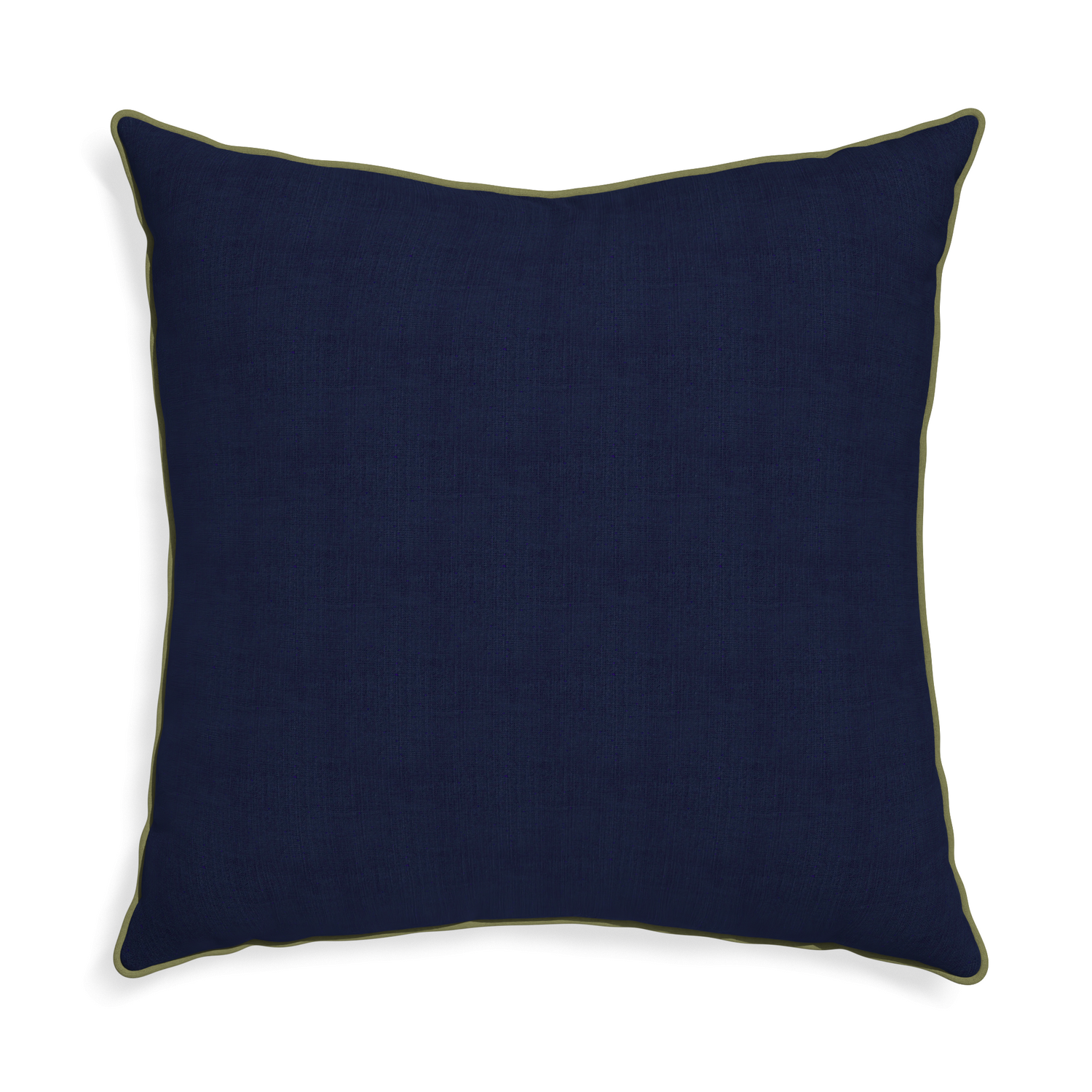 Euro-sham midnight custom pillow with moss piping on white background