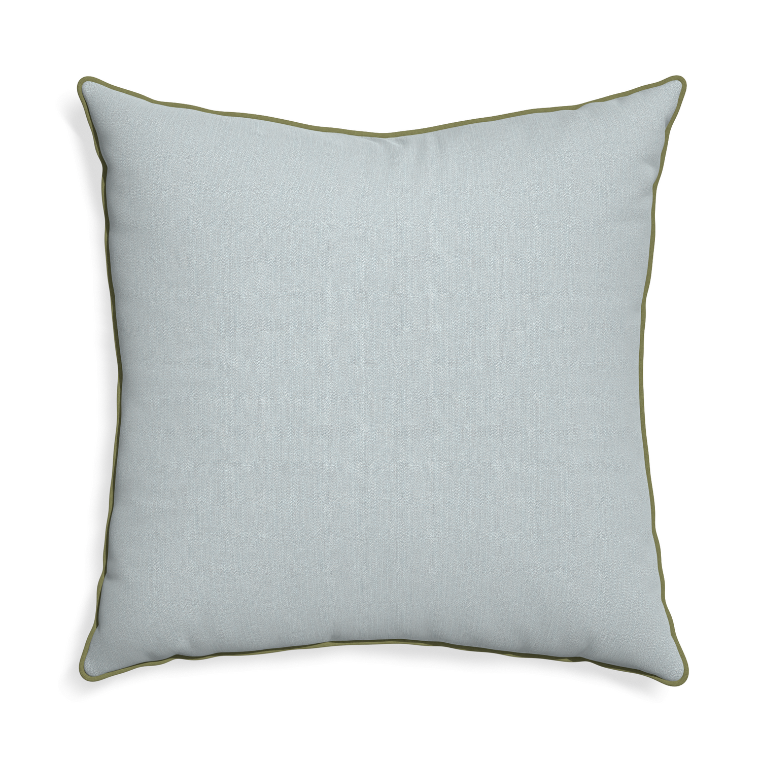Euro-sham sea custom grey bluepillow with moss piping on white background