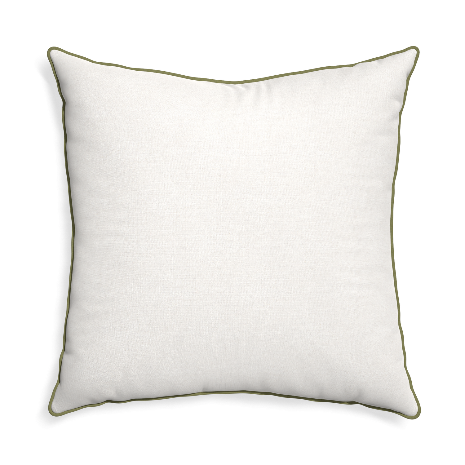 Euro-sham flour custom pillow with moss piping on white background