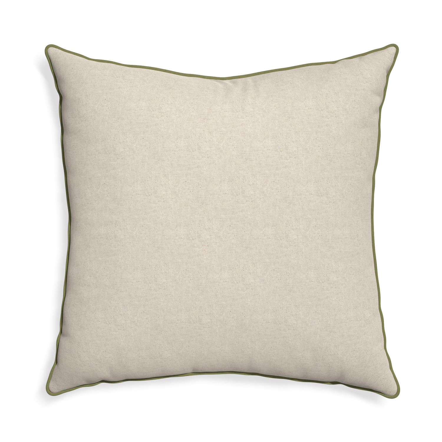 Euro-sham oat custom light brownpillow with moss piping on white background