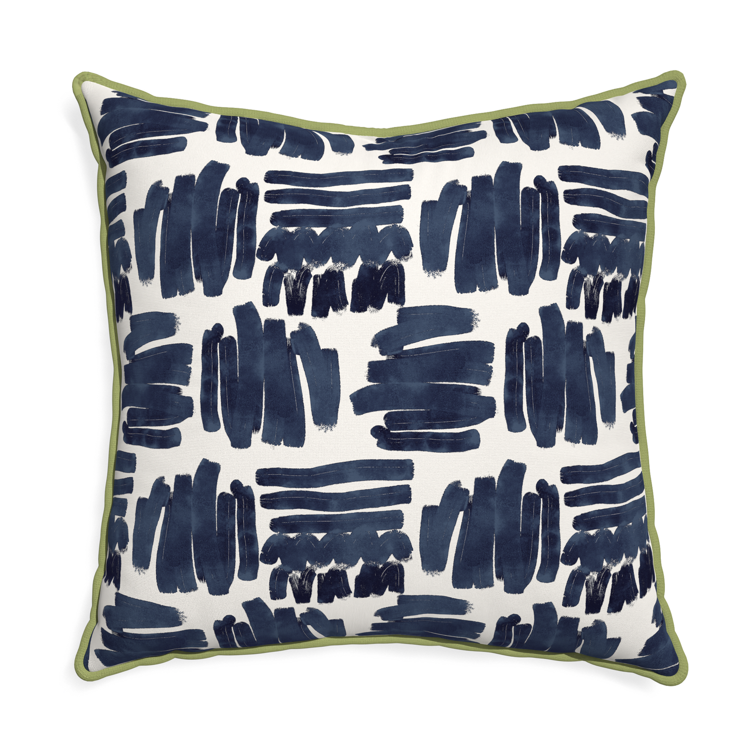 Euro-sham warby custom pillow with moss piping on white background