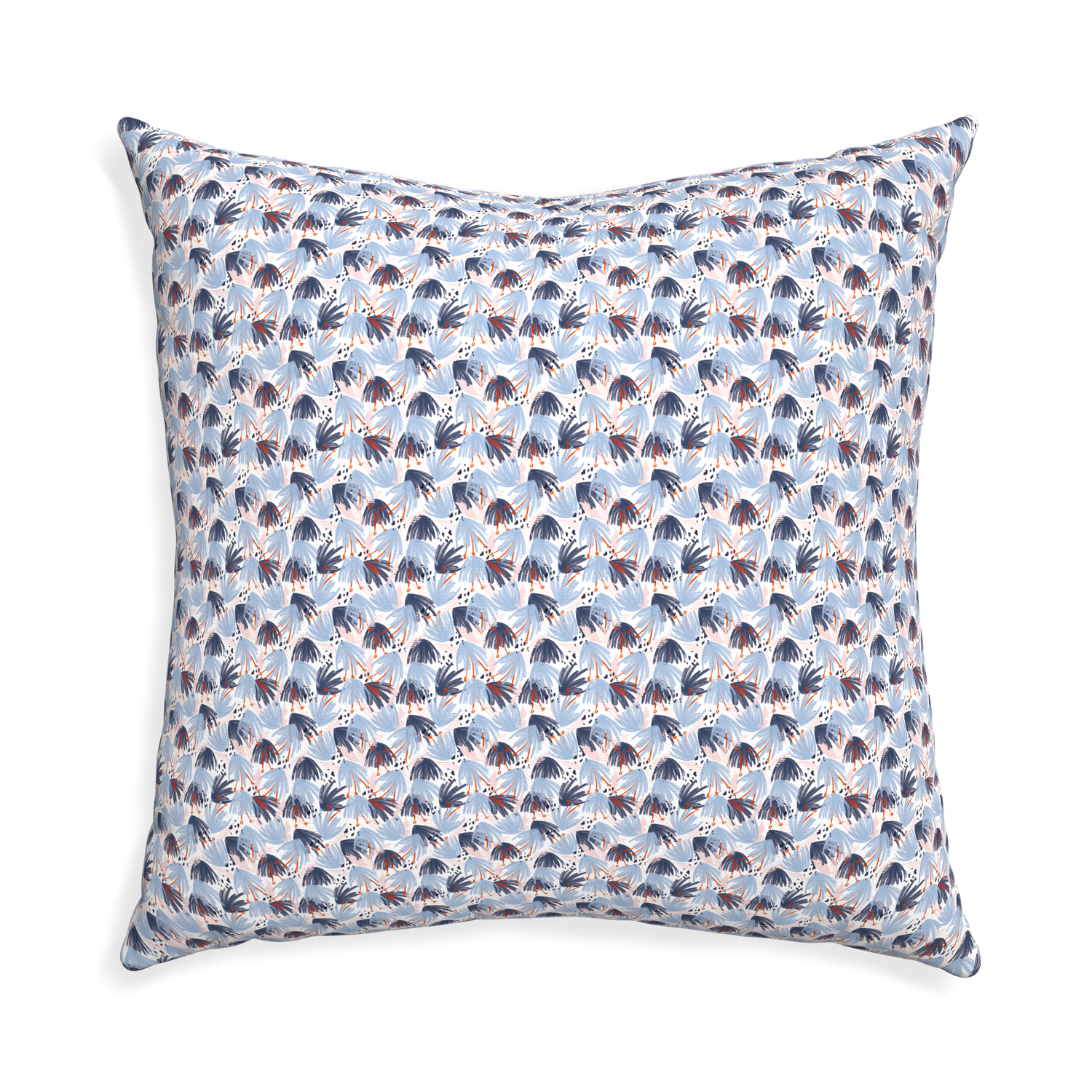 Euro-sham eden blue custom pillow with none on white background
