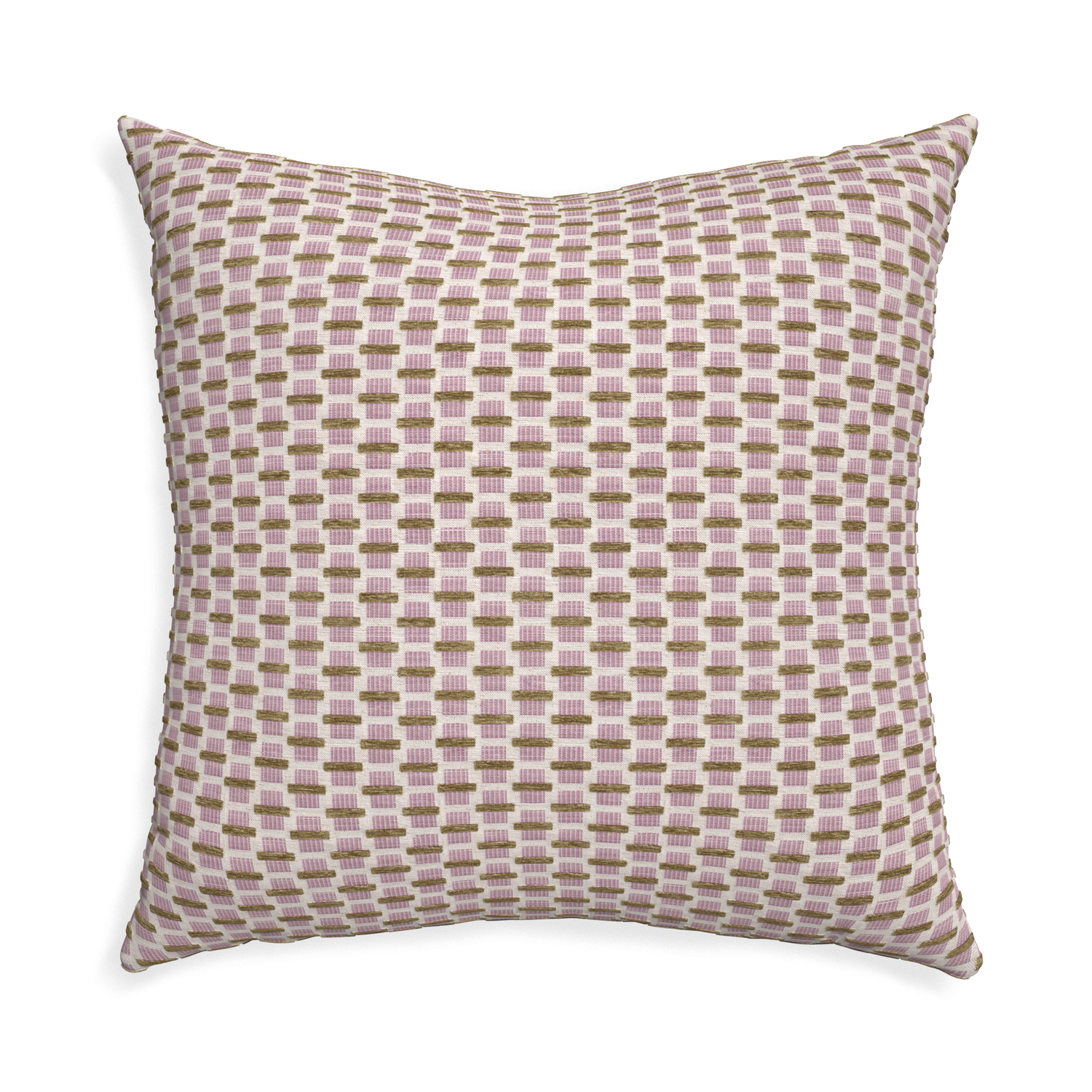 Euro-sham willow orchid custom pink geometric chenillepillow with none on white background