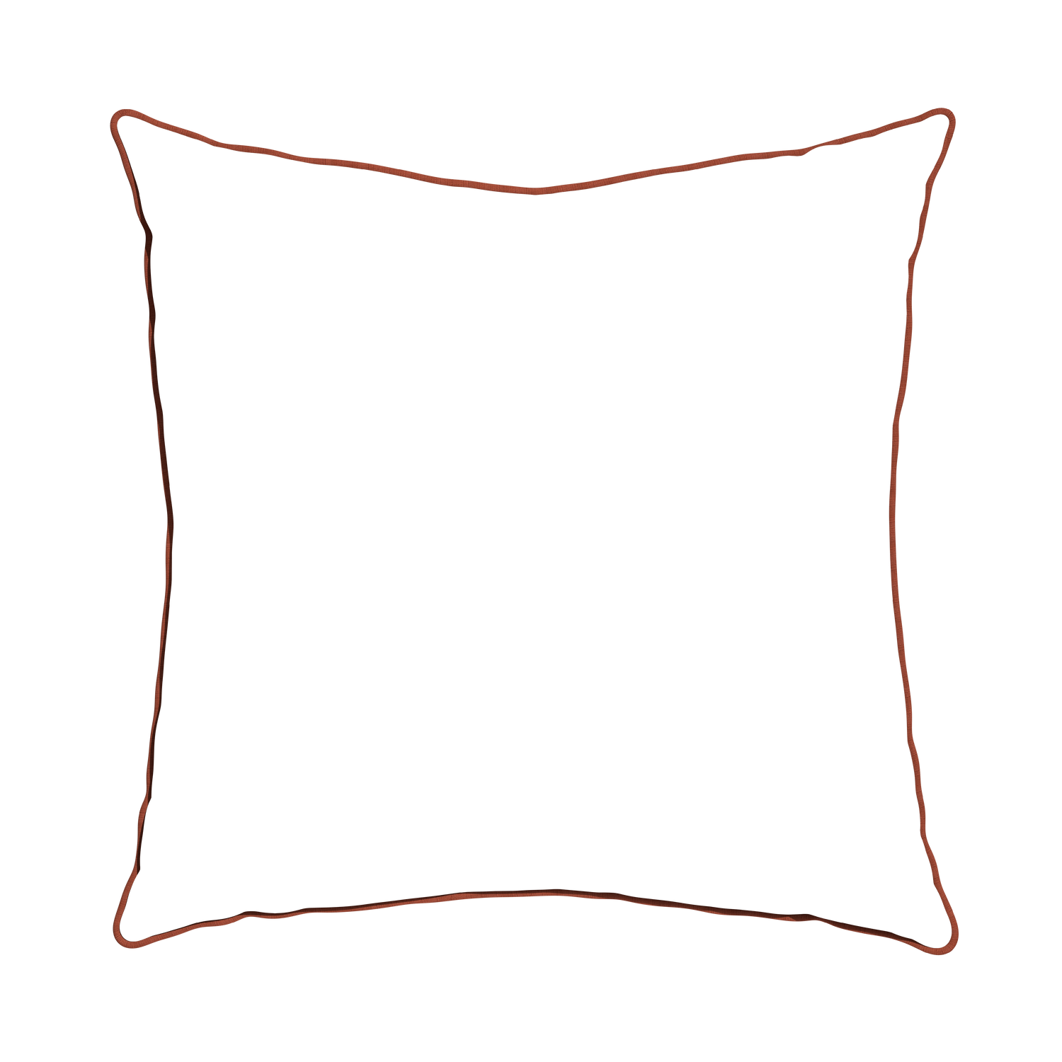 Euro-sham autumn velvet custom coralpillow with nutmeg piping on white background