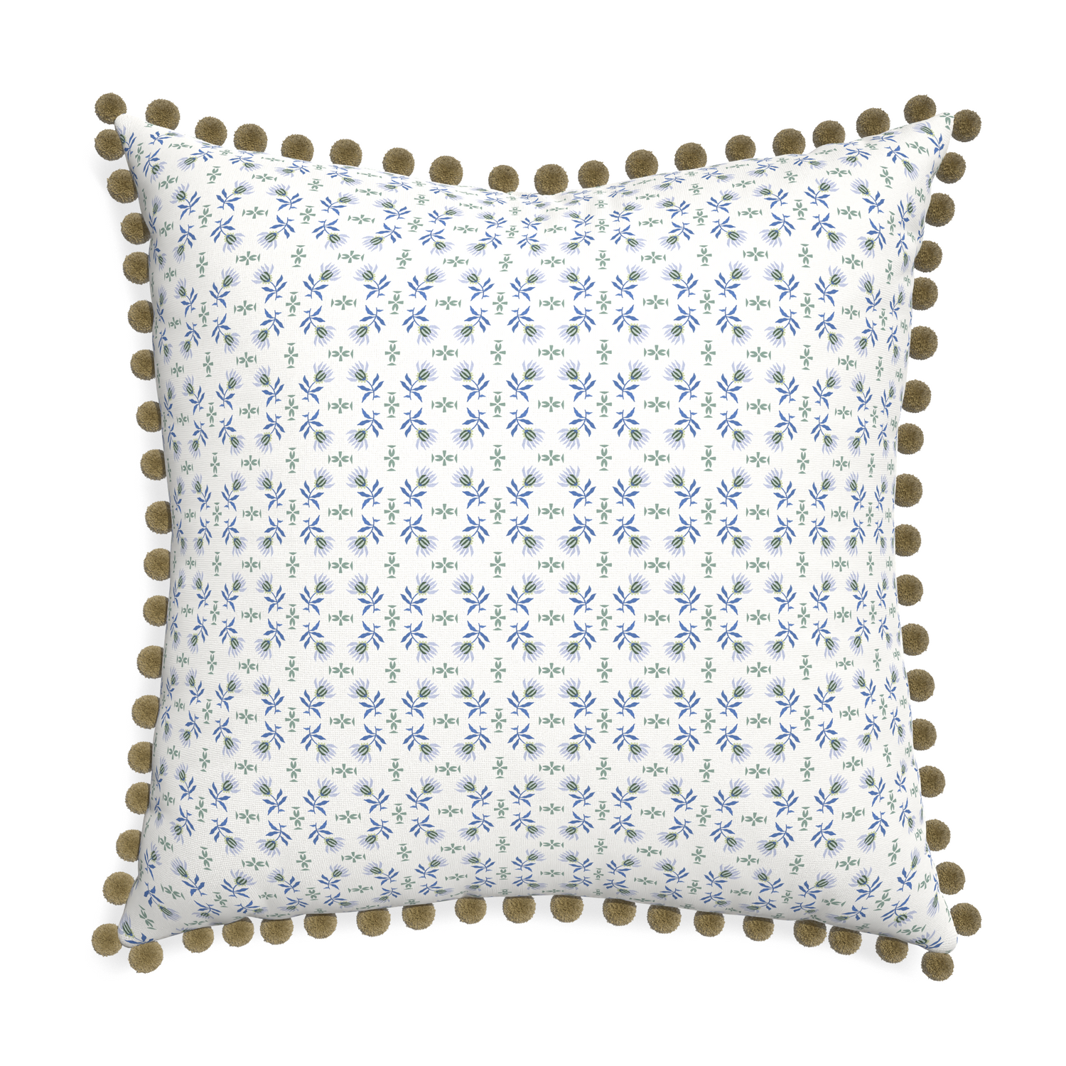 Euro-sham lee custom pillow with olive pom pom on white background