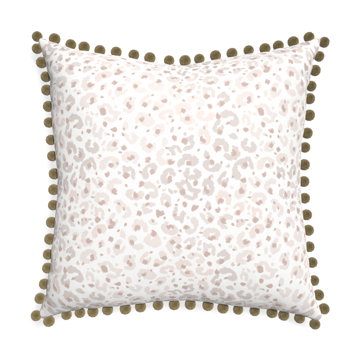 Euro-sham rosie custom pillow with olive pom pom on white background