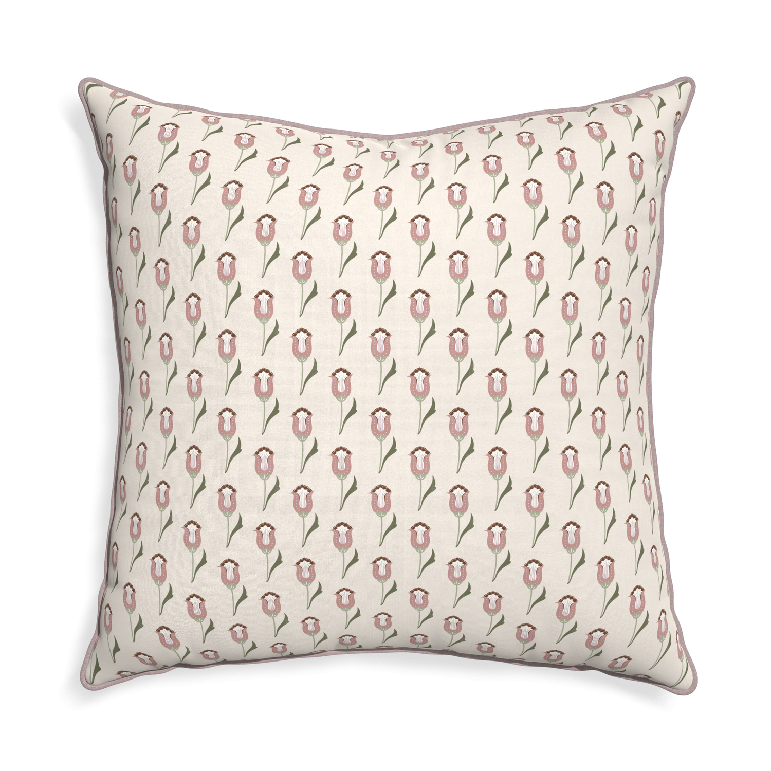 abstract floral pink pillow with pink piping