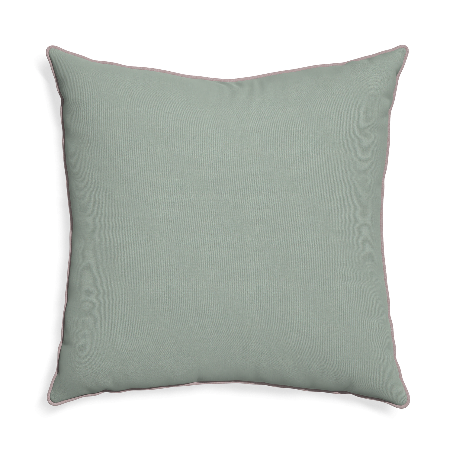 Euro-sham sage custom sage green cottonpillow with orchid piping on white background