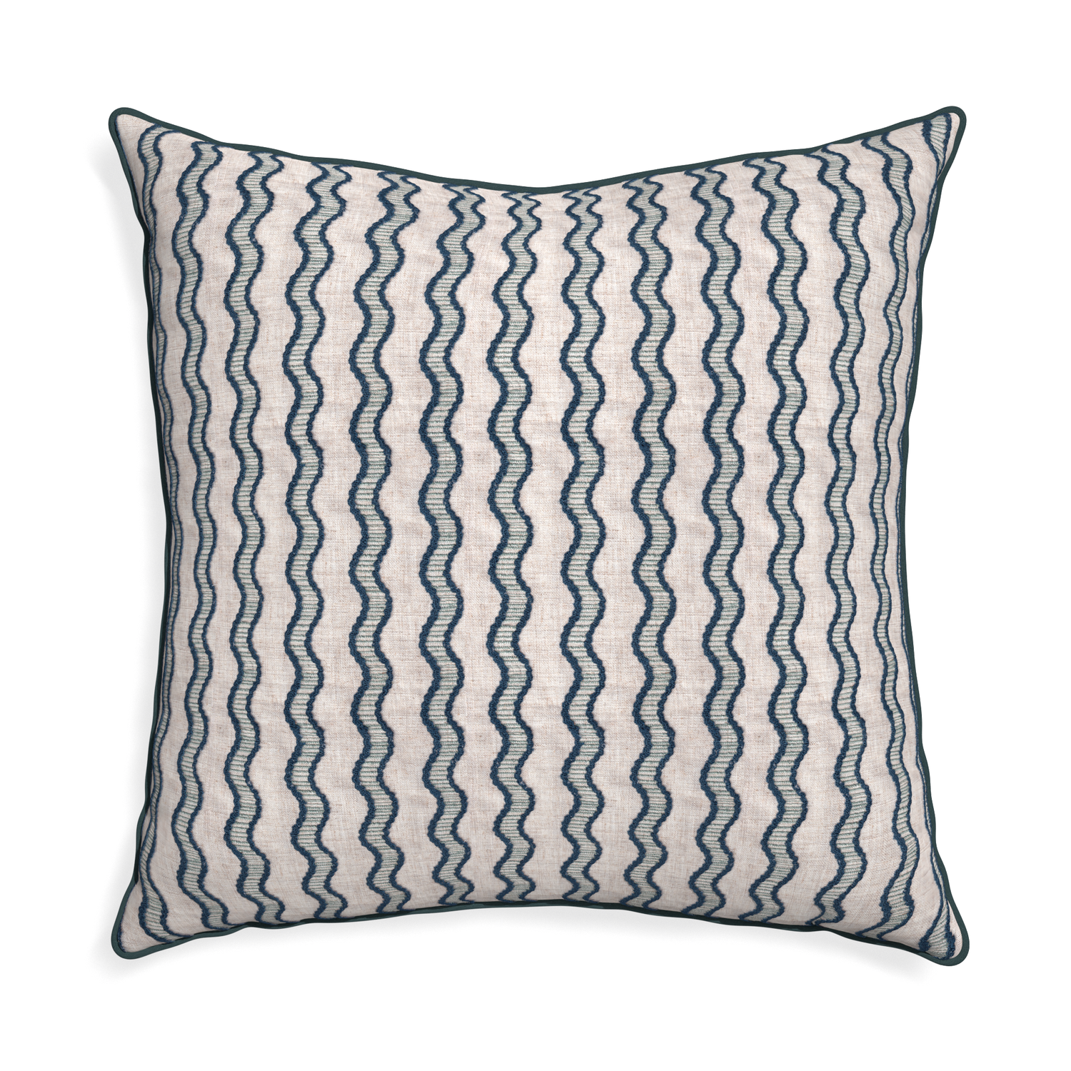 Euro-sham beatrice custom embroidered wavepillow with p piping on white background
