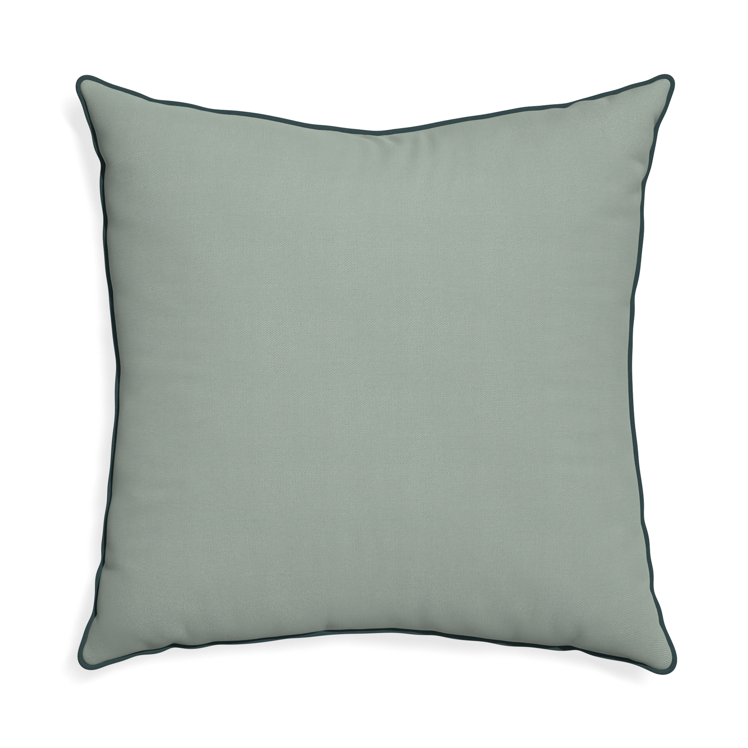 Euro-sham sage custom sage green cottonpillow with p piping on white background